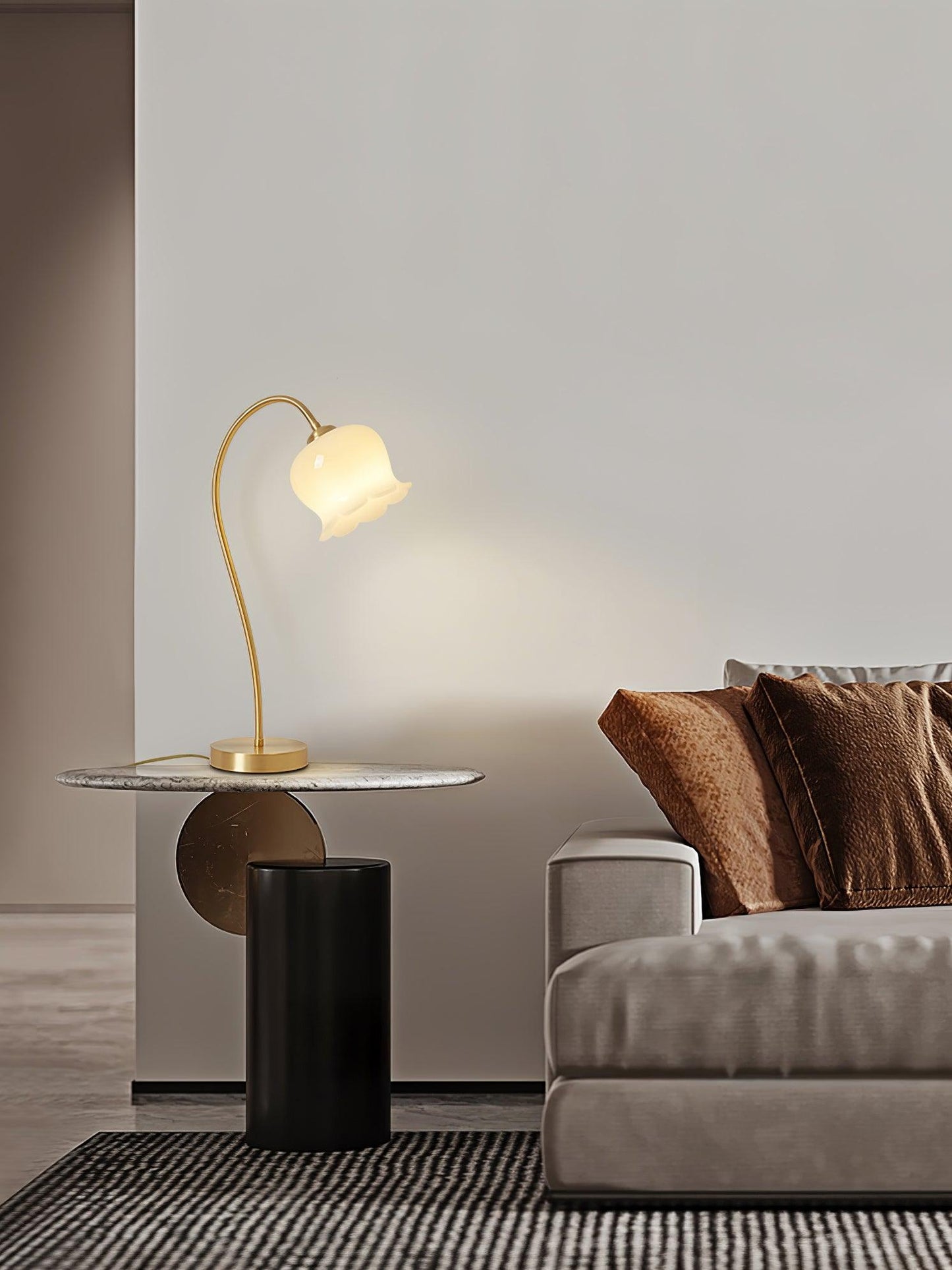 Orchids Table Lamp | Brass & Glass | White Shade