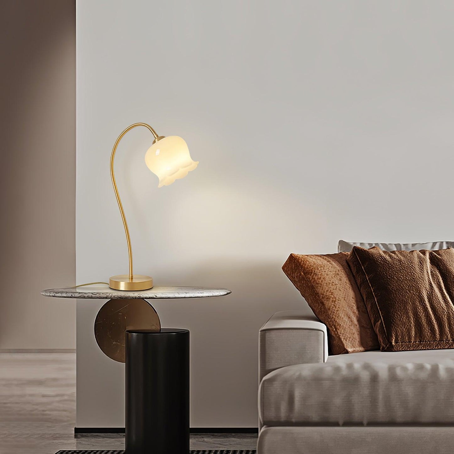 Orchids Table Lamp | Brass & Glass | White Shade