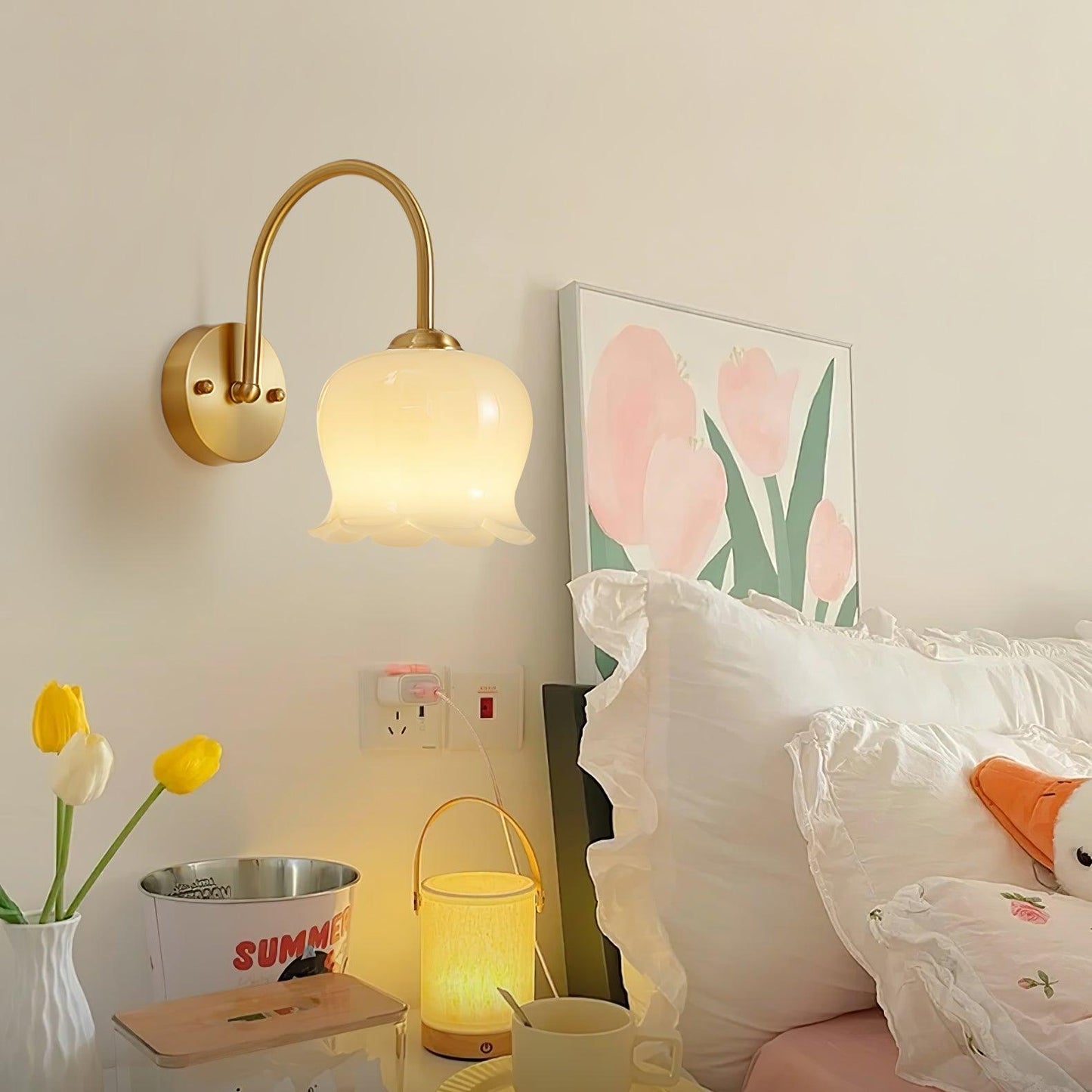 Orchids Wall Lamp | Brass & Glass | Set of 2