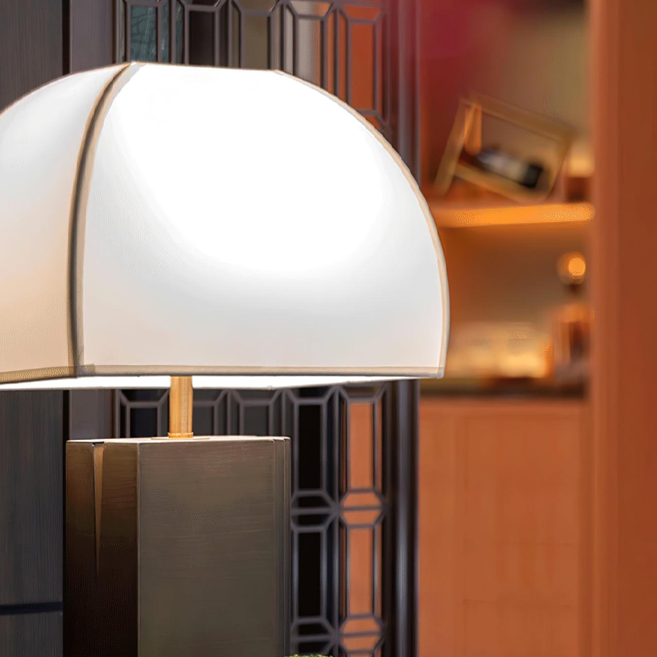 Oregon Table Lamp | Antique Gold Finish | White Lampshade
