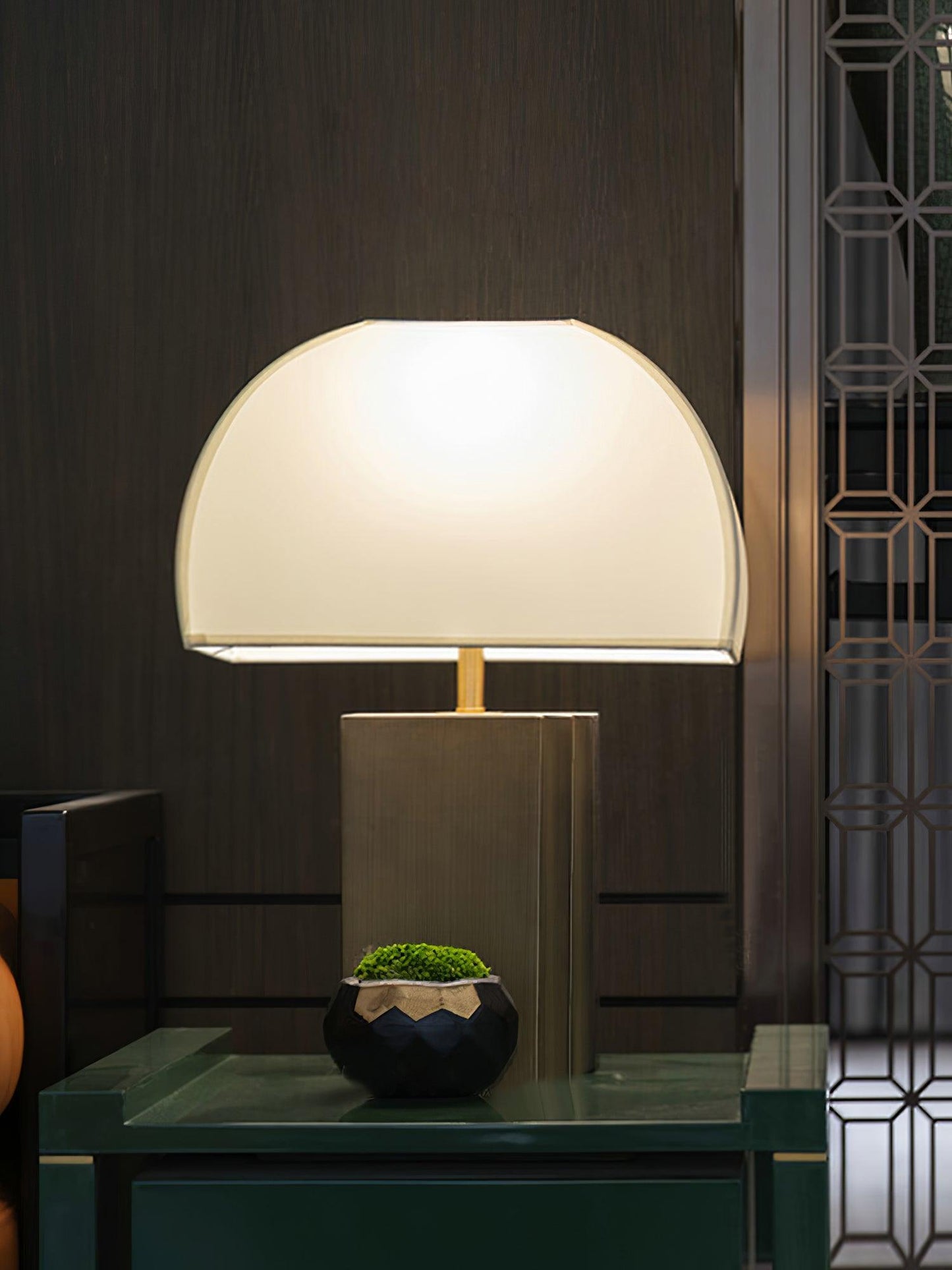 Oregon Table Lamp | Antique Gold Finish | White Lampshade