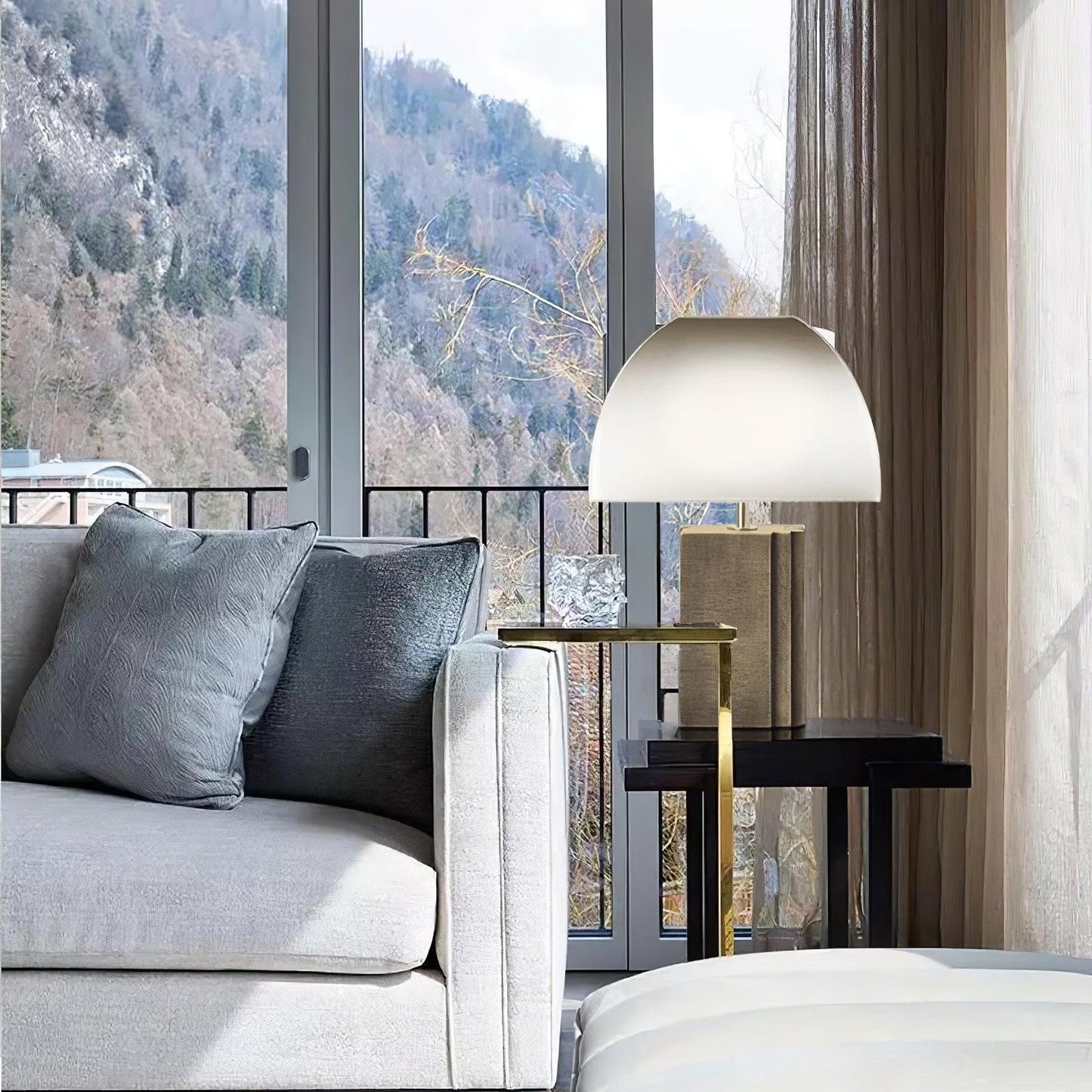 Oregon Table Lamp | Antique Gold Finish | White Lampshade