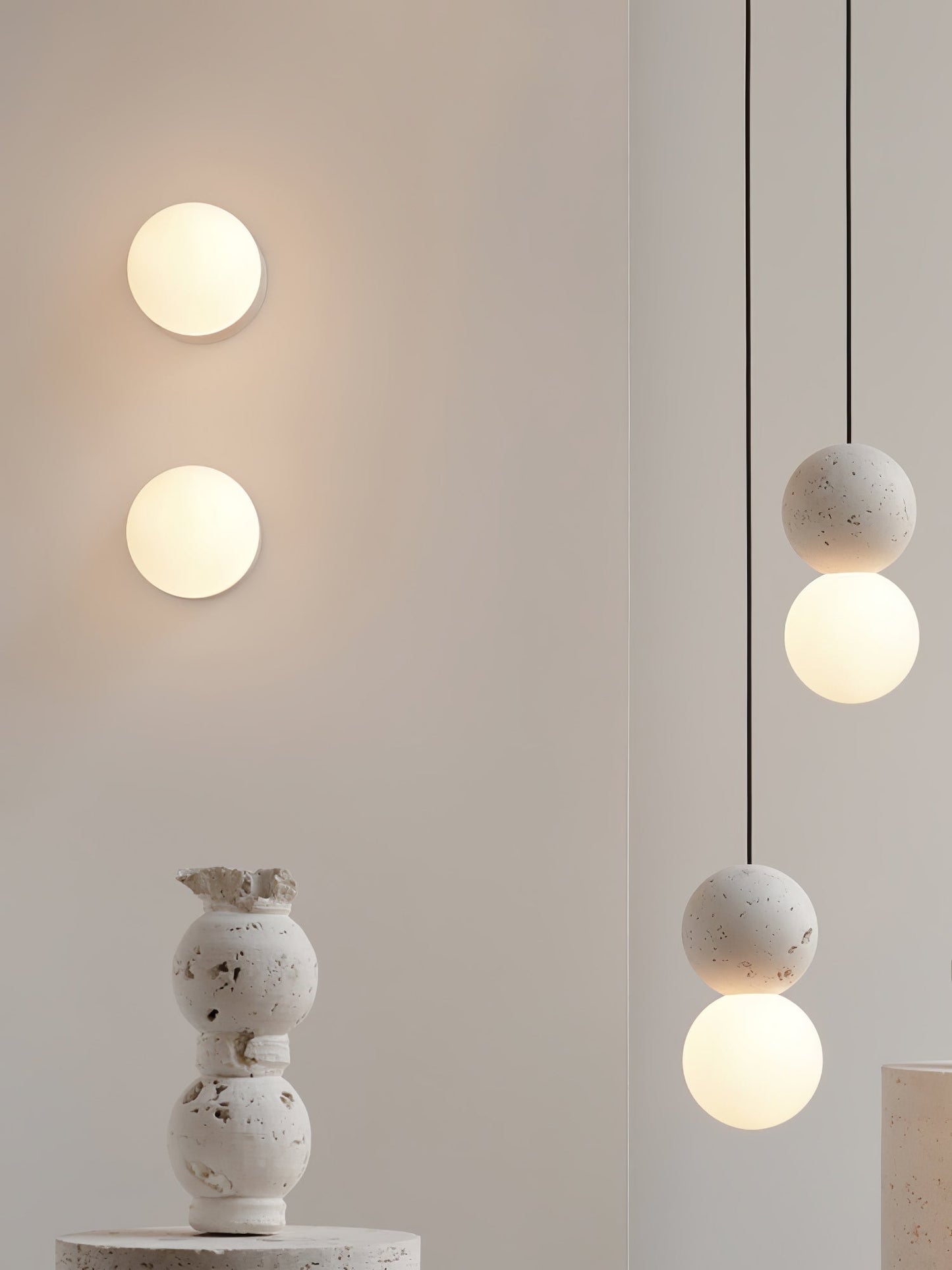 Origo Wall Lamp | Concrete & Opal Glass | Set of 2