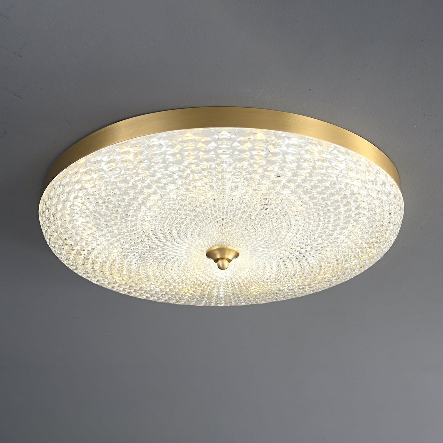 Orlena Glass Ceiling Lamp | Brass Frame & Acrylic Diffuser | Multiple Sizes
