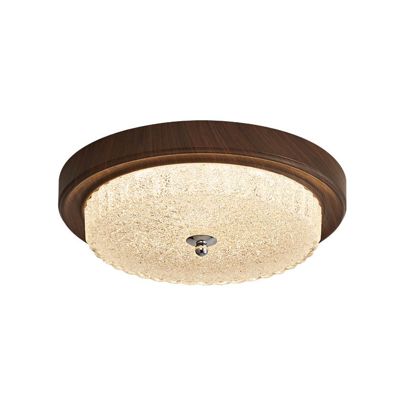 Orvella Ceiling Light | Walnut Wood & Textured Glass | 36cm/46cm Diameter