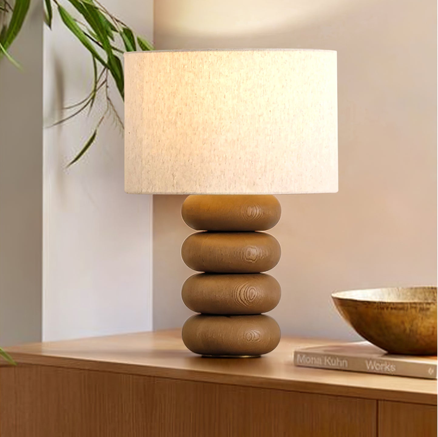 Wooden Table Lamp | Nature-Inspired Design | 35cm Diameter