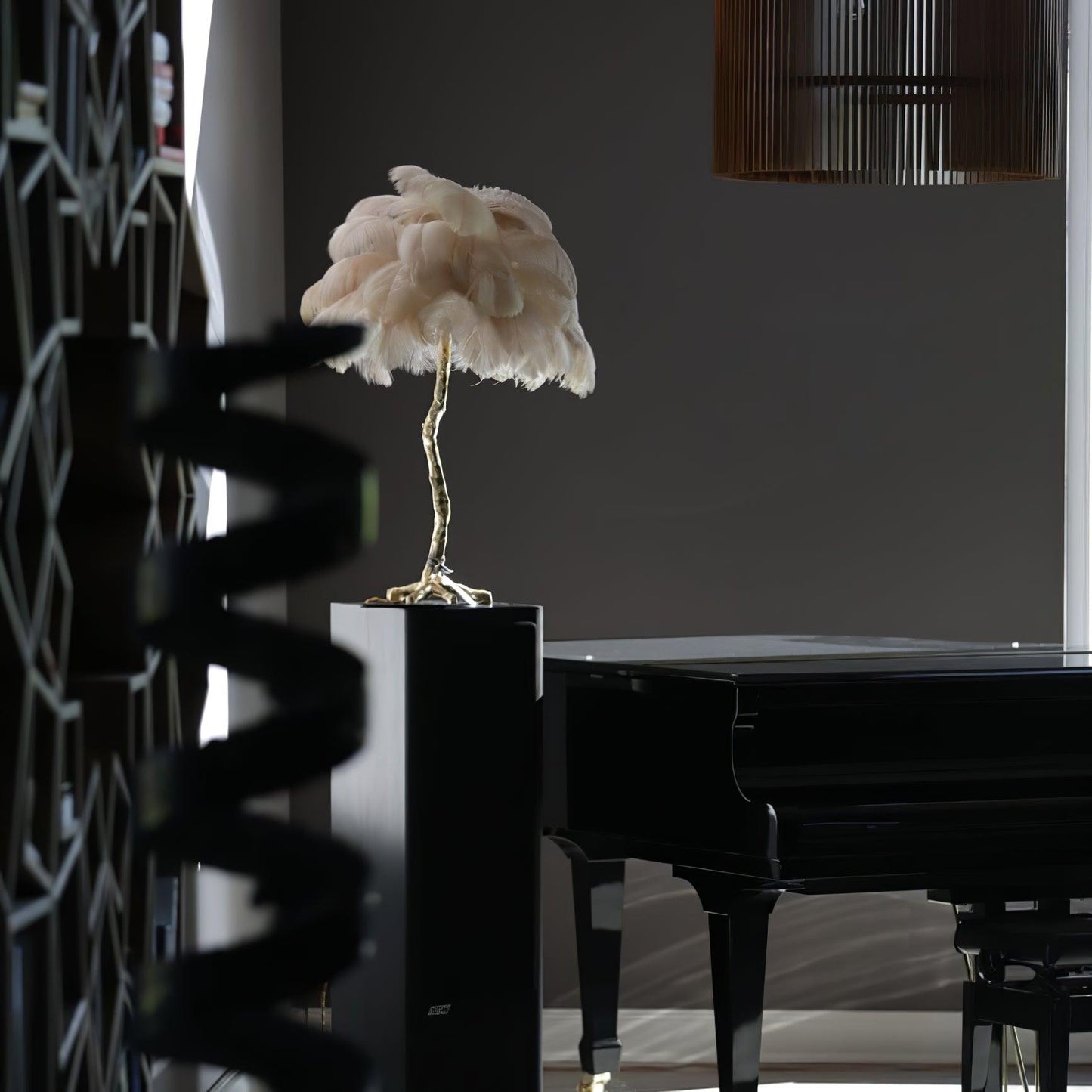 Ostrich Feather Table Lamp | Brass Base | 15 Color Options