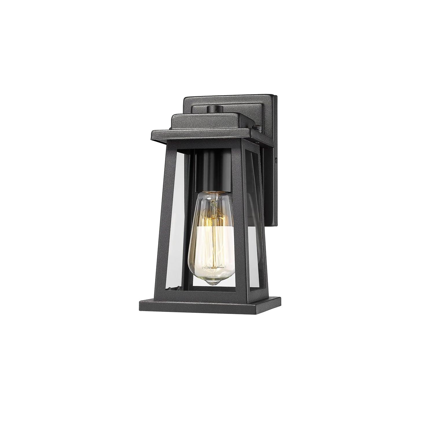 Outdoor Wall Lantern | Black Metal & Clear Glass | Set of 2