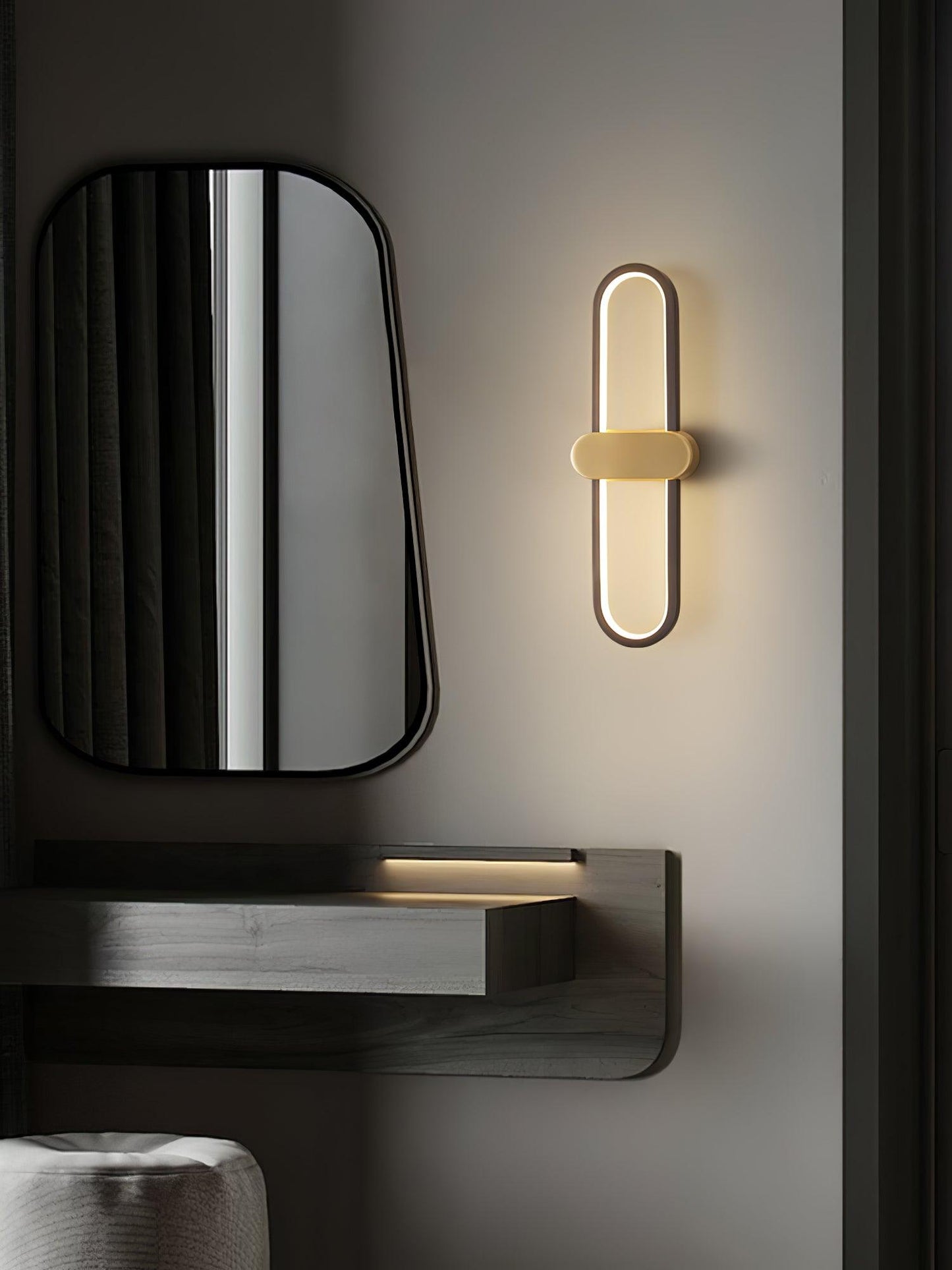 Oval LED Wall Lamp | Brass & Silicone | Set of 2