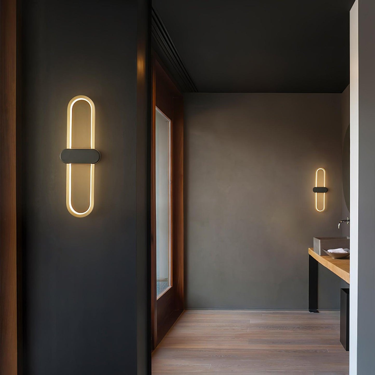 Oval LED Wall Lamp | Brass & Silicone | Set of 2