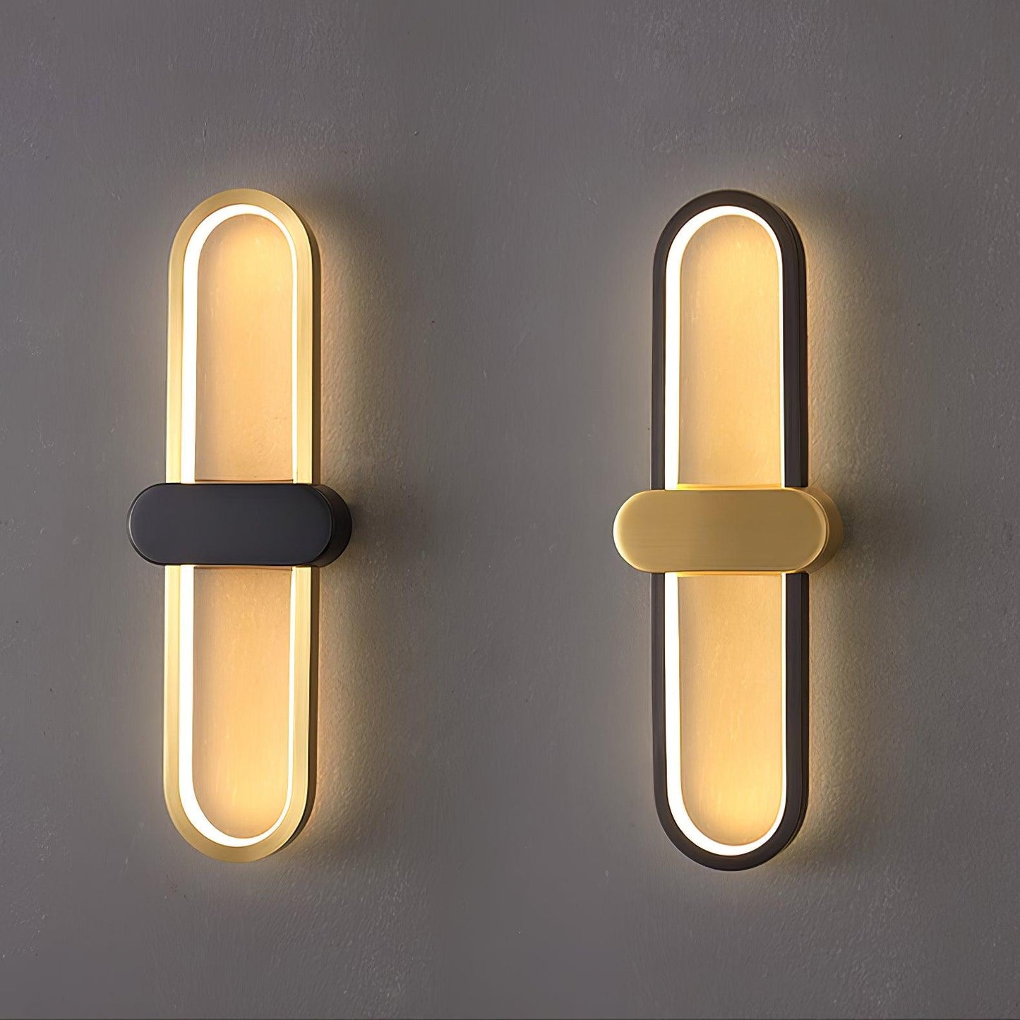 Oval LED Wall Lamp | Brass & Silicone | Set of 2