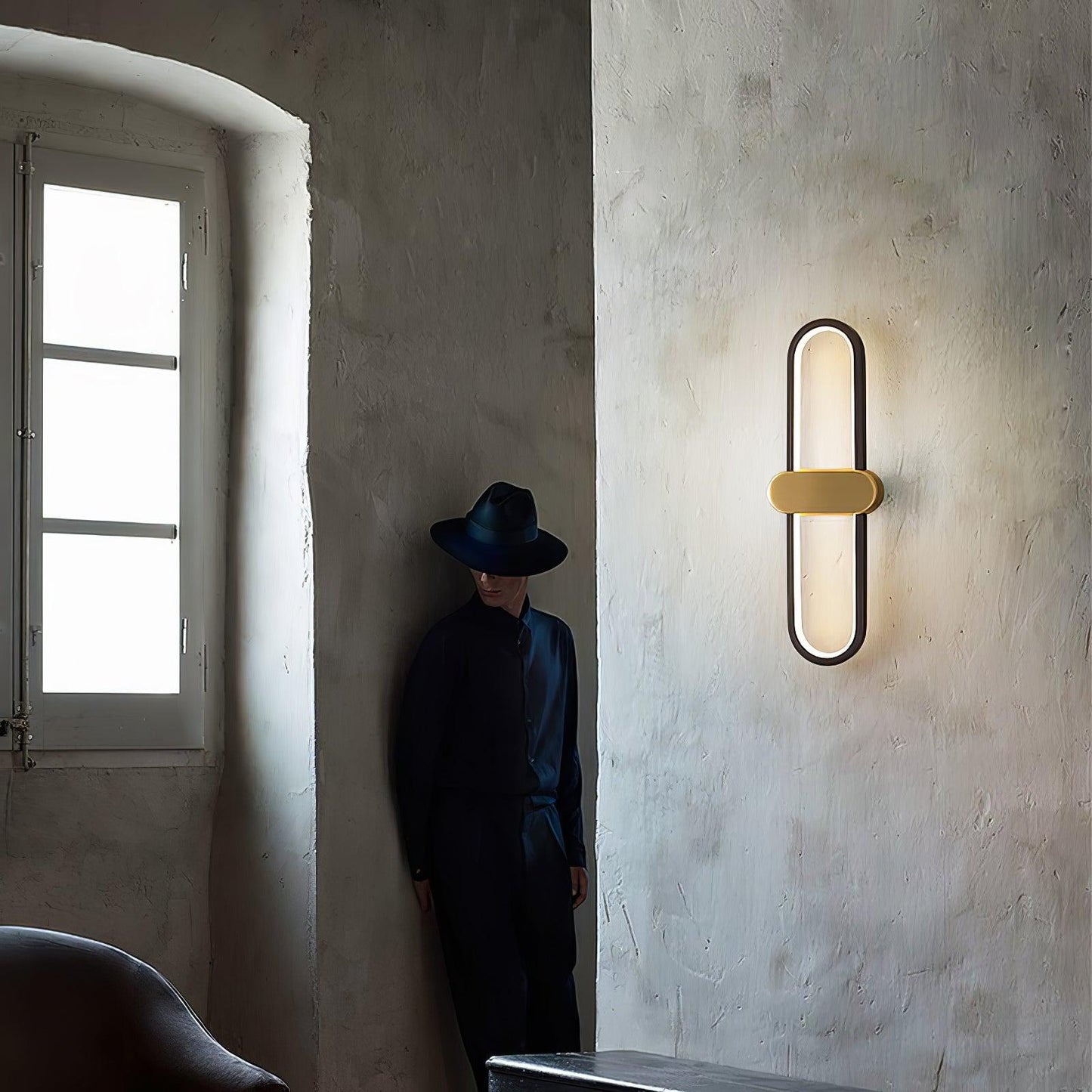 Oval LED Wall Lamp | Brass & Silicone | Set of 2