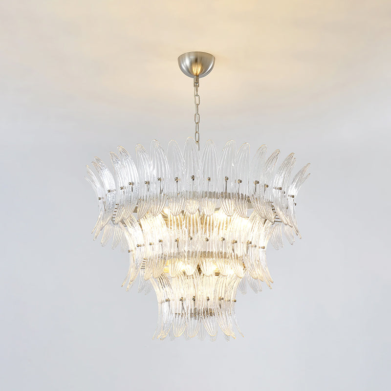 Murano Glass Chandelier | Clear Glass & Nickel Frame | 90cm Diameter