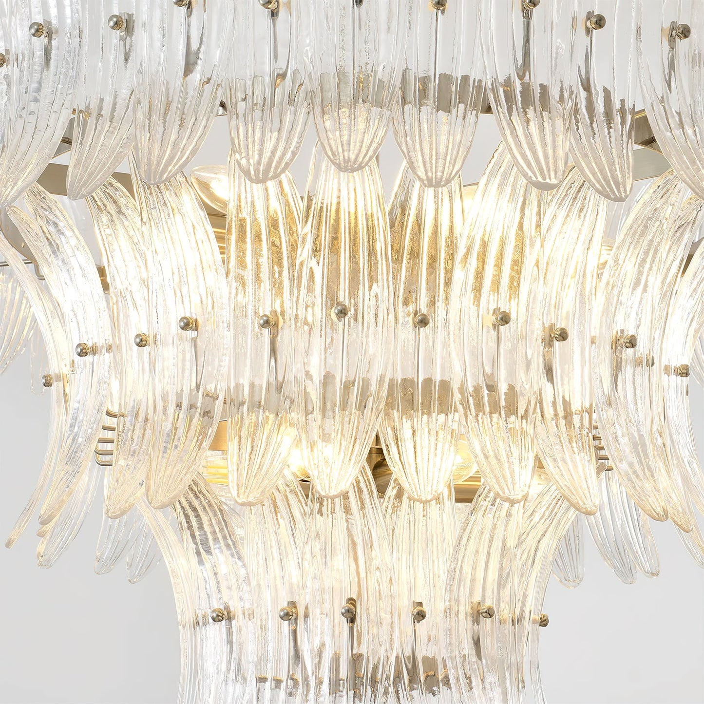 Murano Glass Chandelier | Clear Glass & Nickel Frame | 90cm Diameter