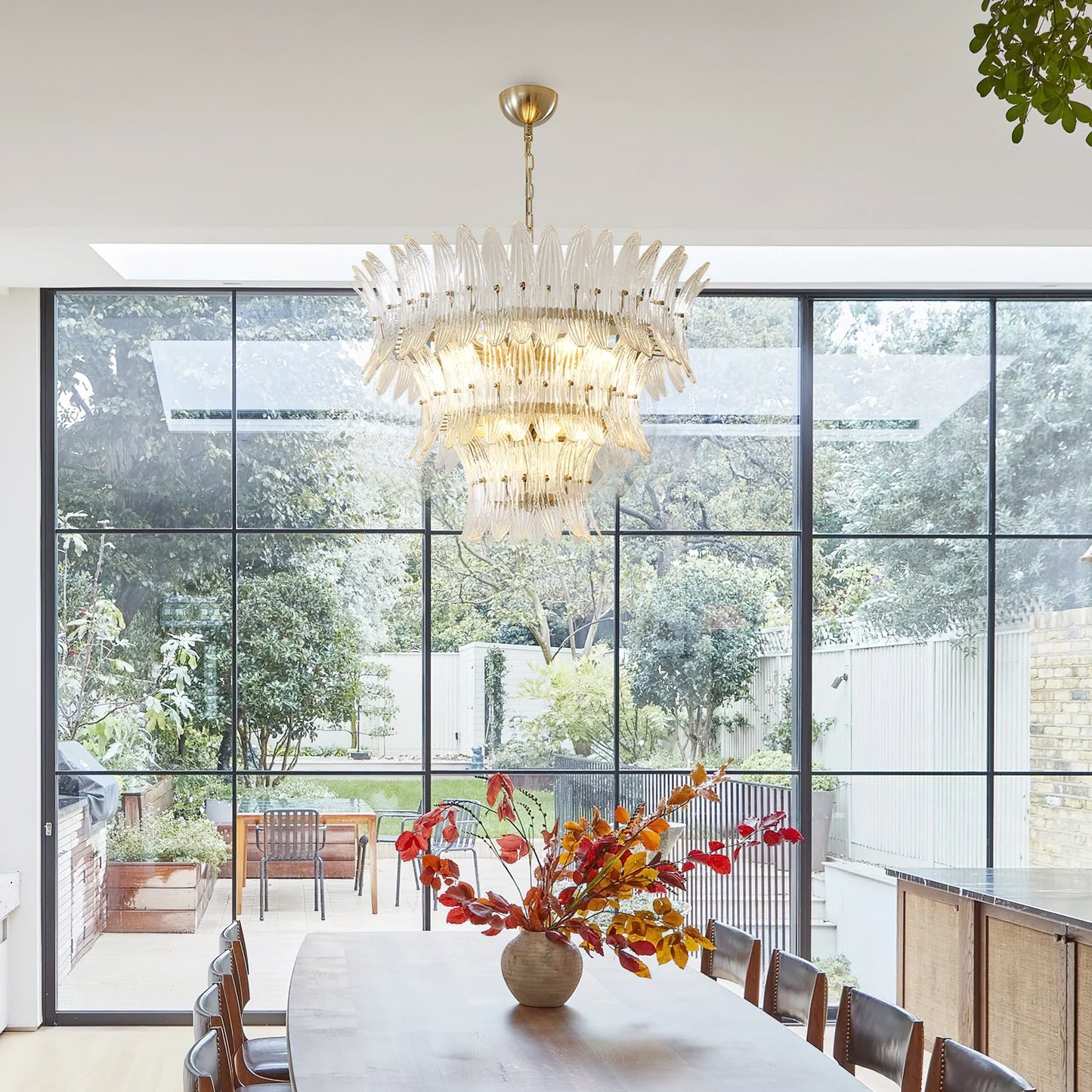 Murano Glass Chandelier | Clear Glass & Nickel Frame | 90cm Diameter