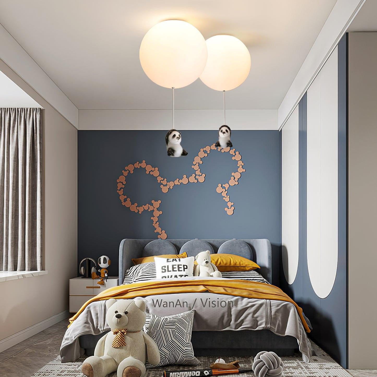 Panda Ceiling Lamp | Polyester & Glass | Available in Black or White