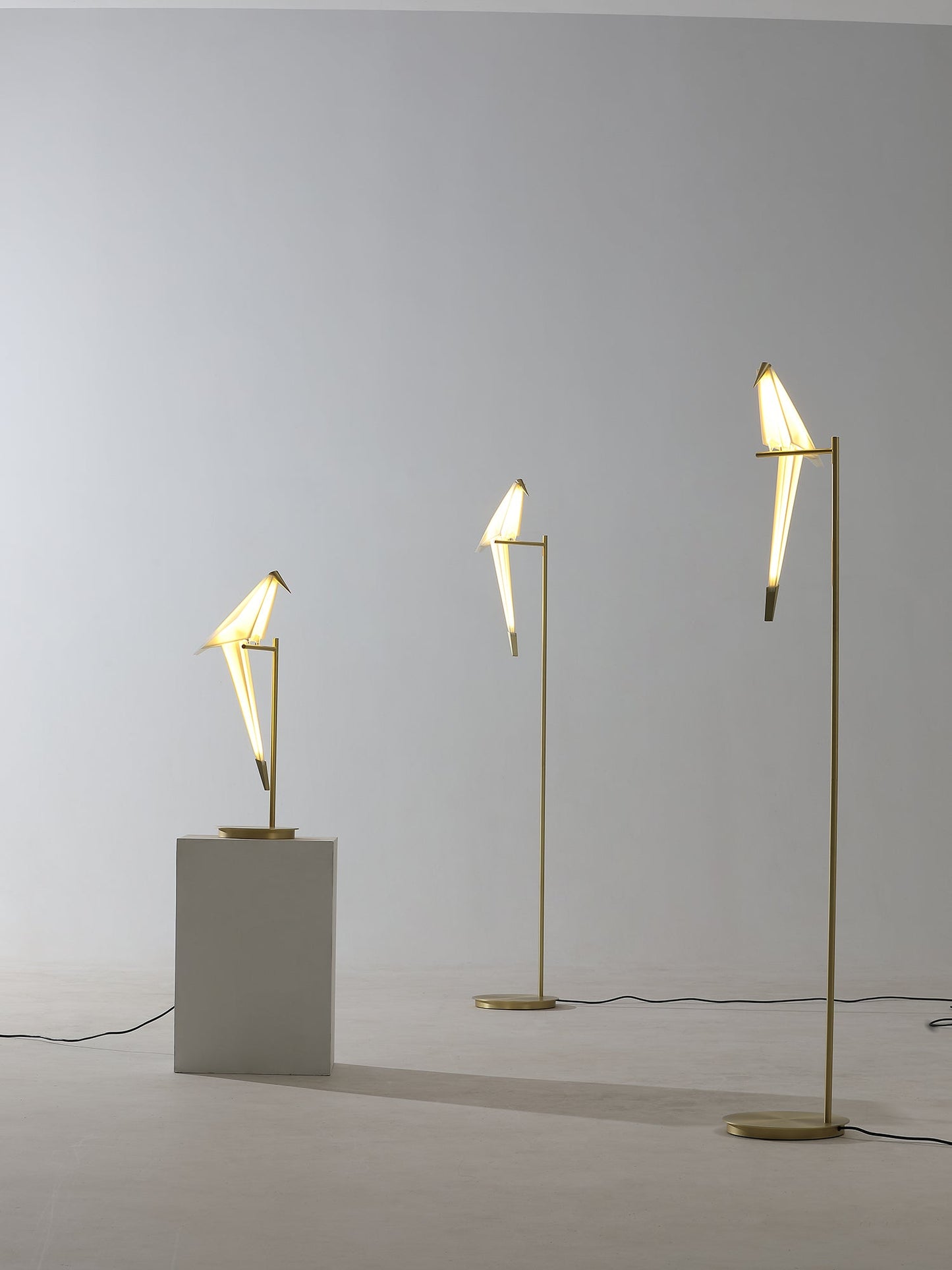 Paper Crane Bird Table Lamp | Integrated LED | Gold & White