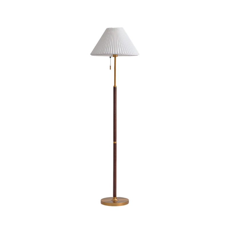 Wooden Floor Lamp | Walnut Finish | White Shade