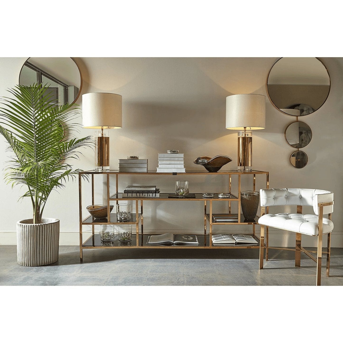 Parker Table Lamp | Metal & Linen | Gold Finish with White Shade