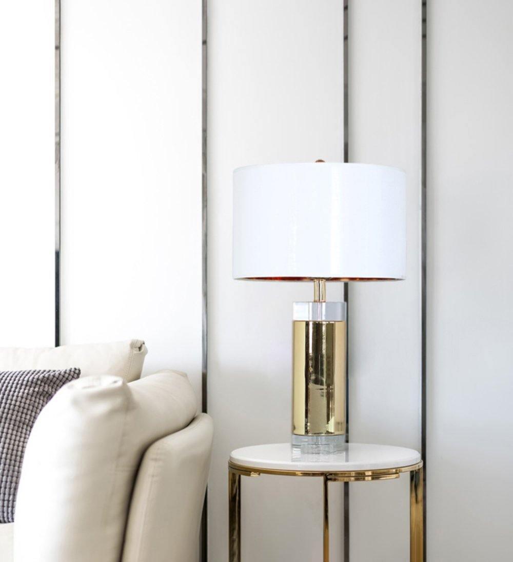 Parker Table Lamp | Metal & Linen | Gold Finish with White Shade