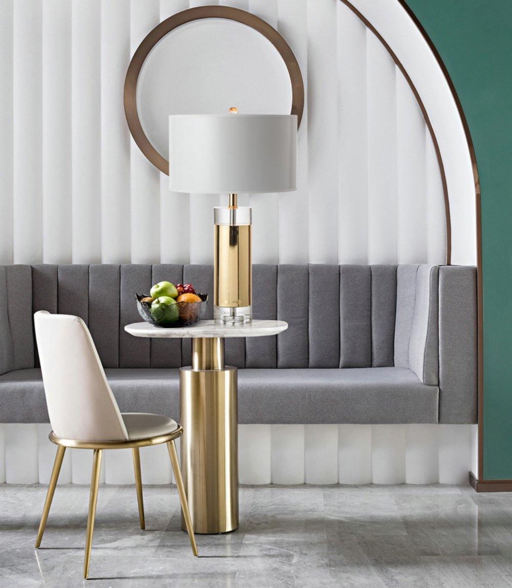 Parker Table Lamp | Metal & Linen | Gold Finish with White Shade