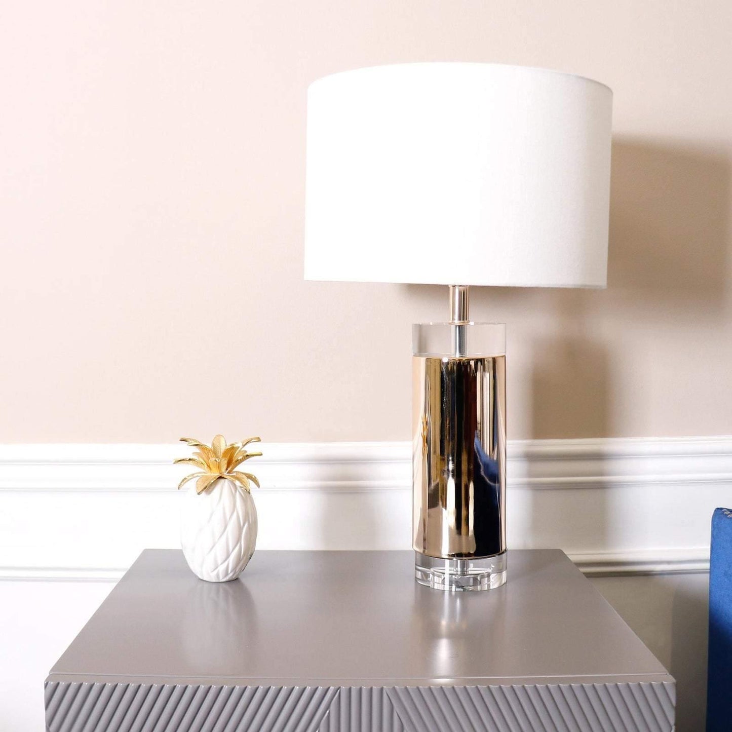 Parker Table Lamp | Metal & Linen | Gold Finish with White Shade