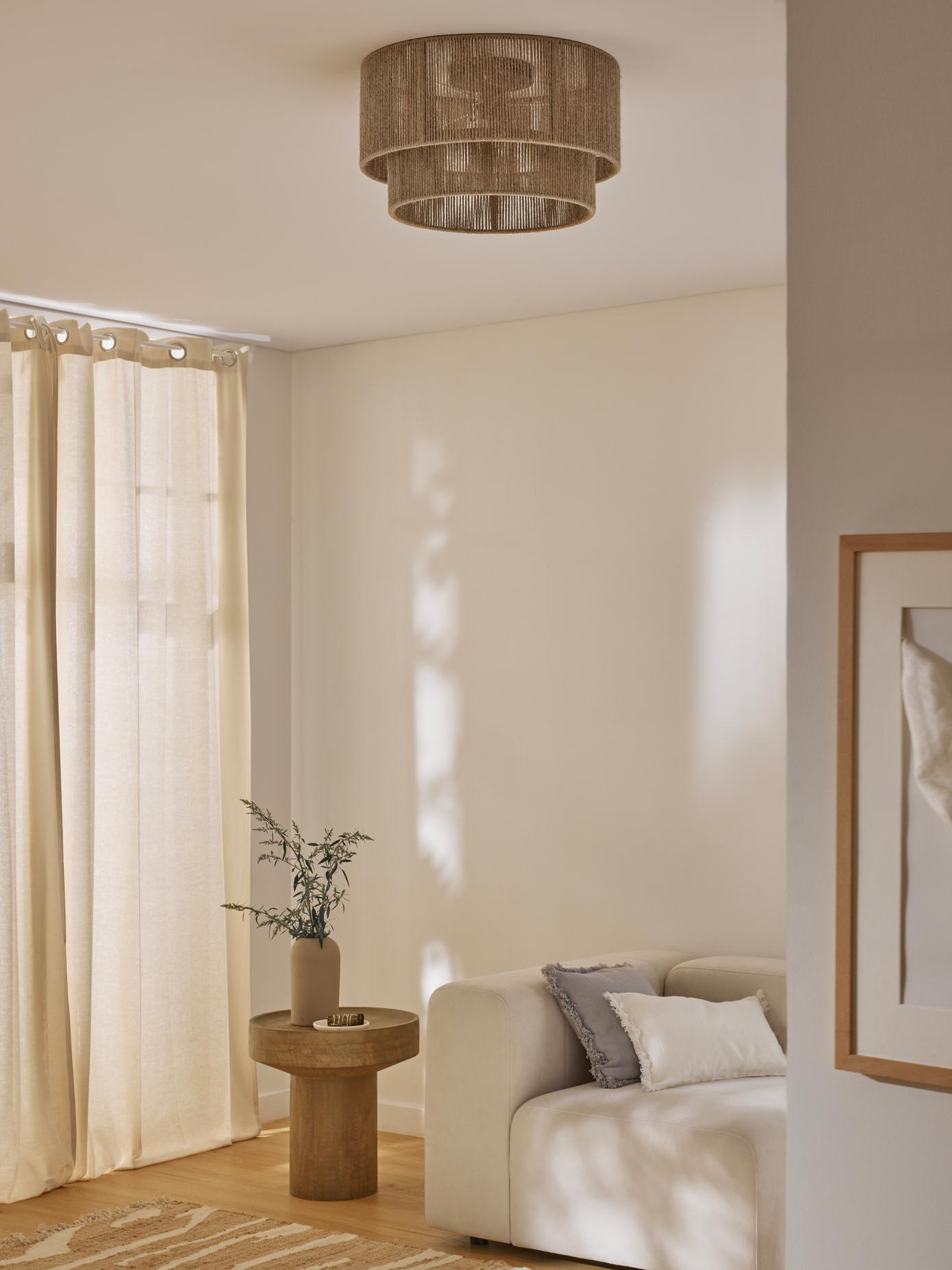Patric Ceiling Light | Woven Hemp Rope | Brown | 3 Bulb Capacity