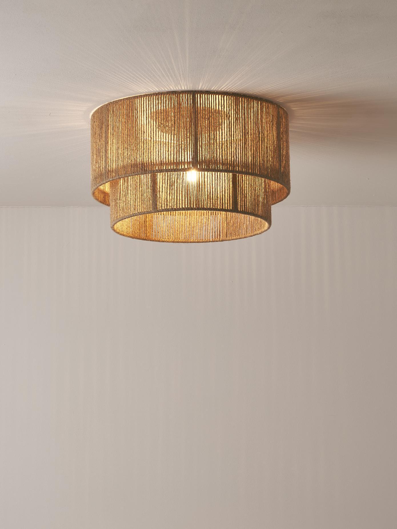 Patric Ceiling Light | Woven Hemp Rope | Brown | 3 Bulb Capacity