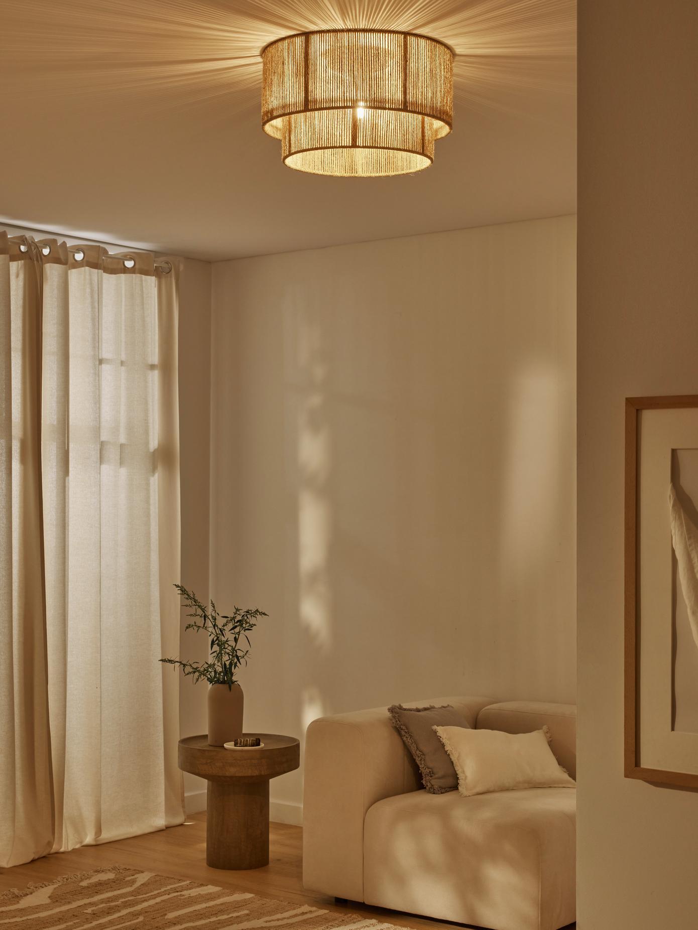 Patric Ceiling Light | Woven Hemp Rope | Brown | 3 Bulb Capacity