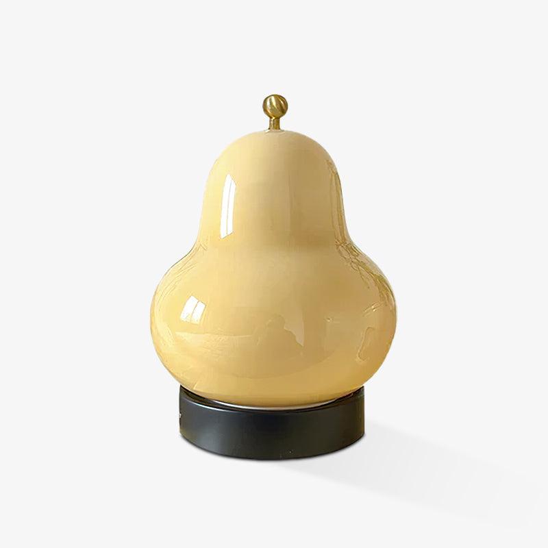 Pear Table Lamp | Vintage Metal & Glass | Gold and Cream