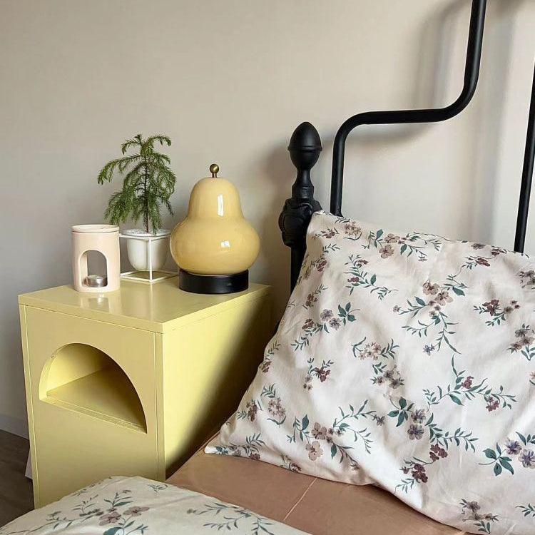 Pear Table Lamp | Vintage Metal & Glass | Gold and Cream