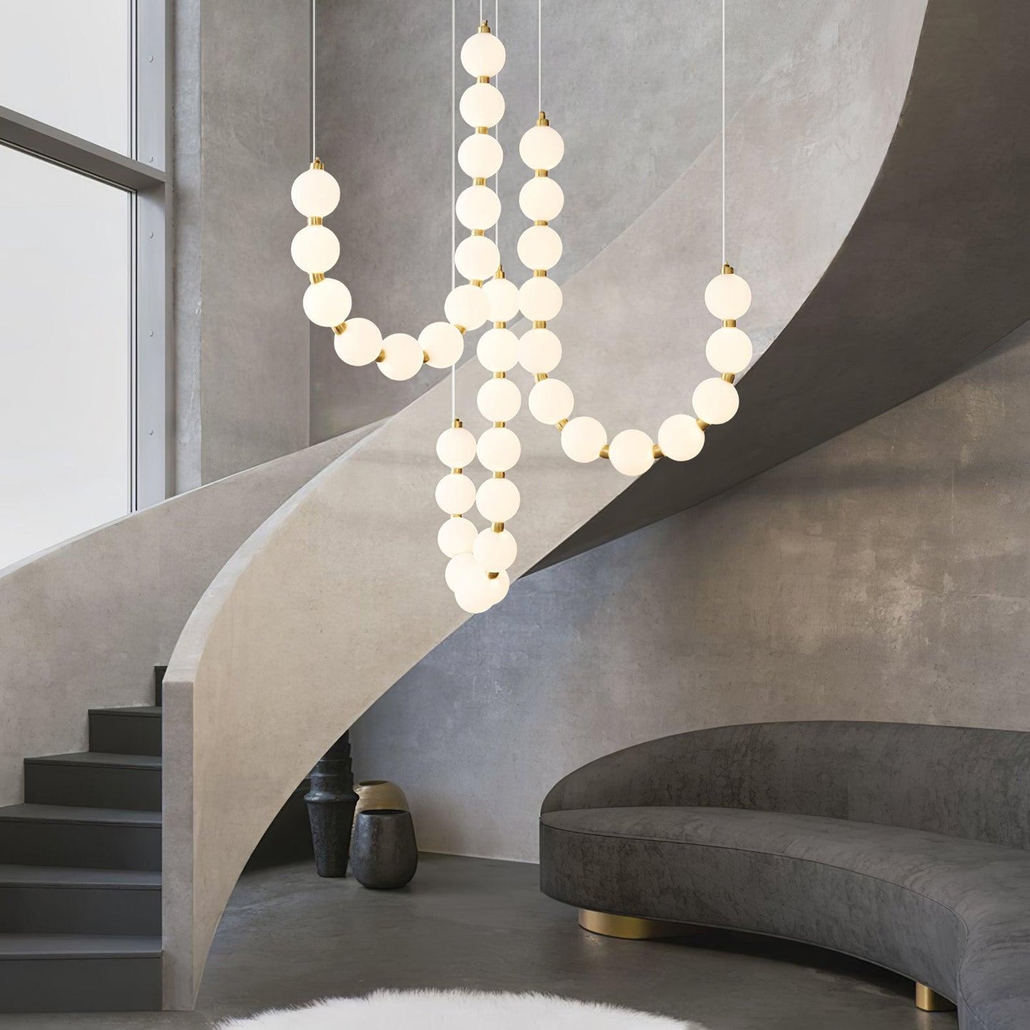 Pearl Necklace Chandelier | Brass & Acrylic | Adjustable Length