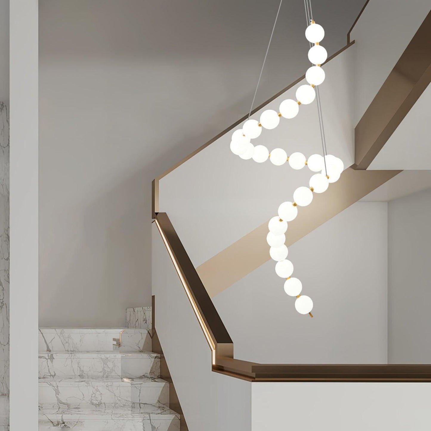 Pearl Necklace Chandelier | Brass & Acrylic | Adjustable Length