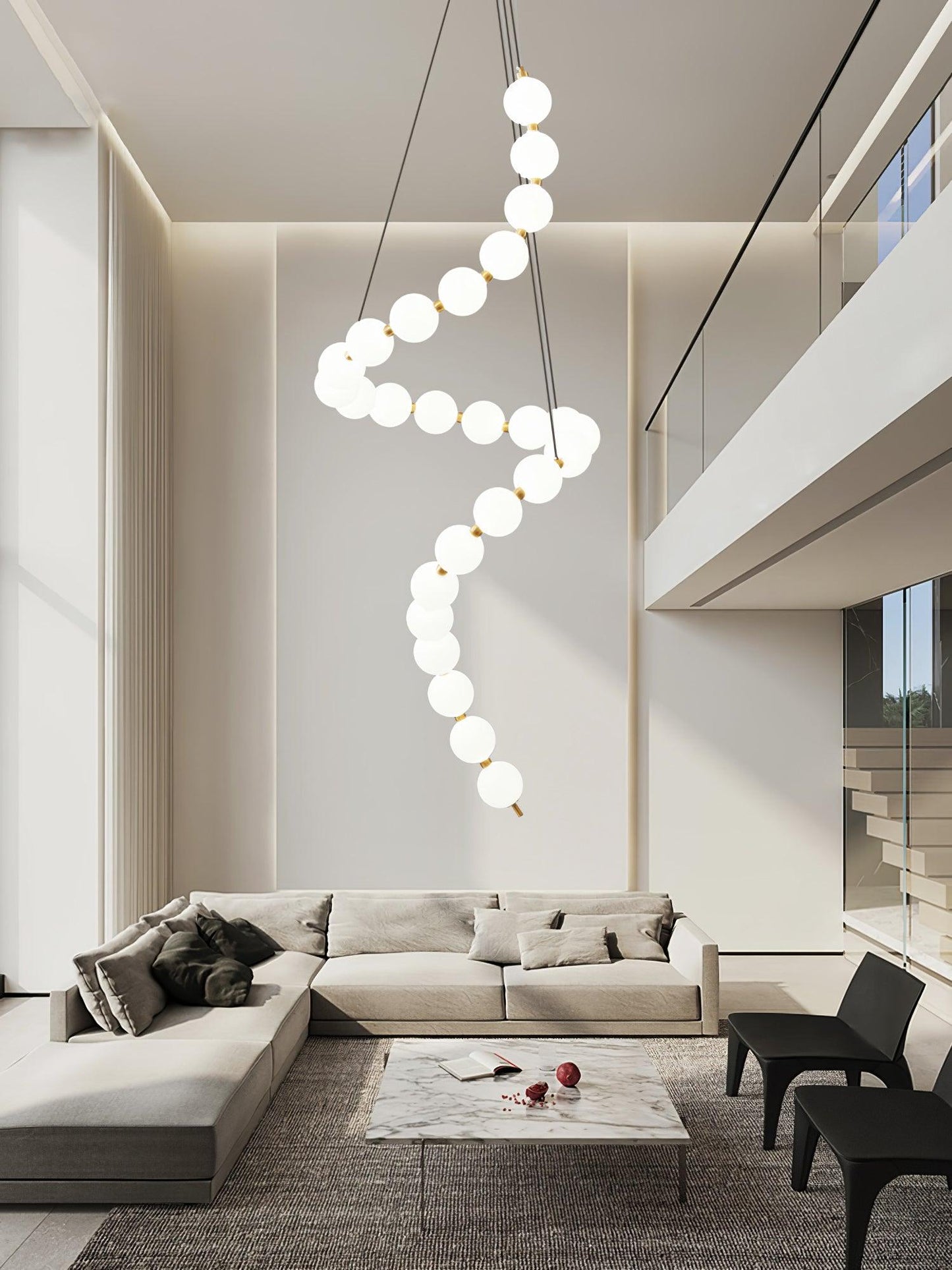 Pearl Necklace Chandelier | Brass & Acrylic | Adjustable Length