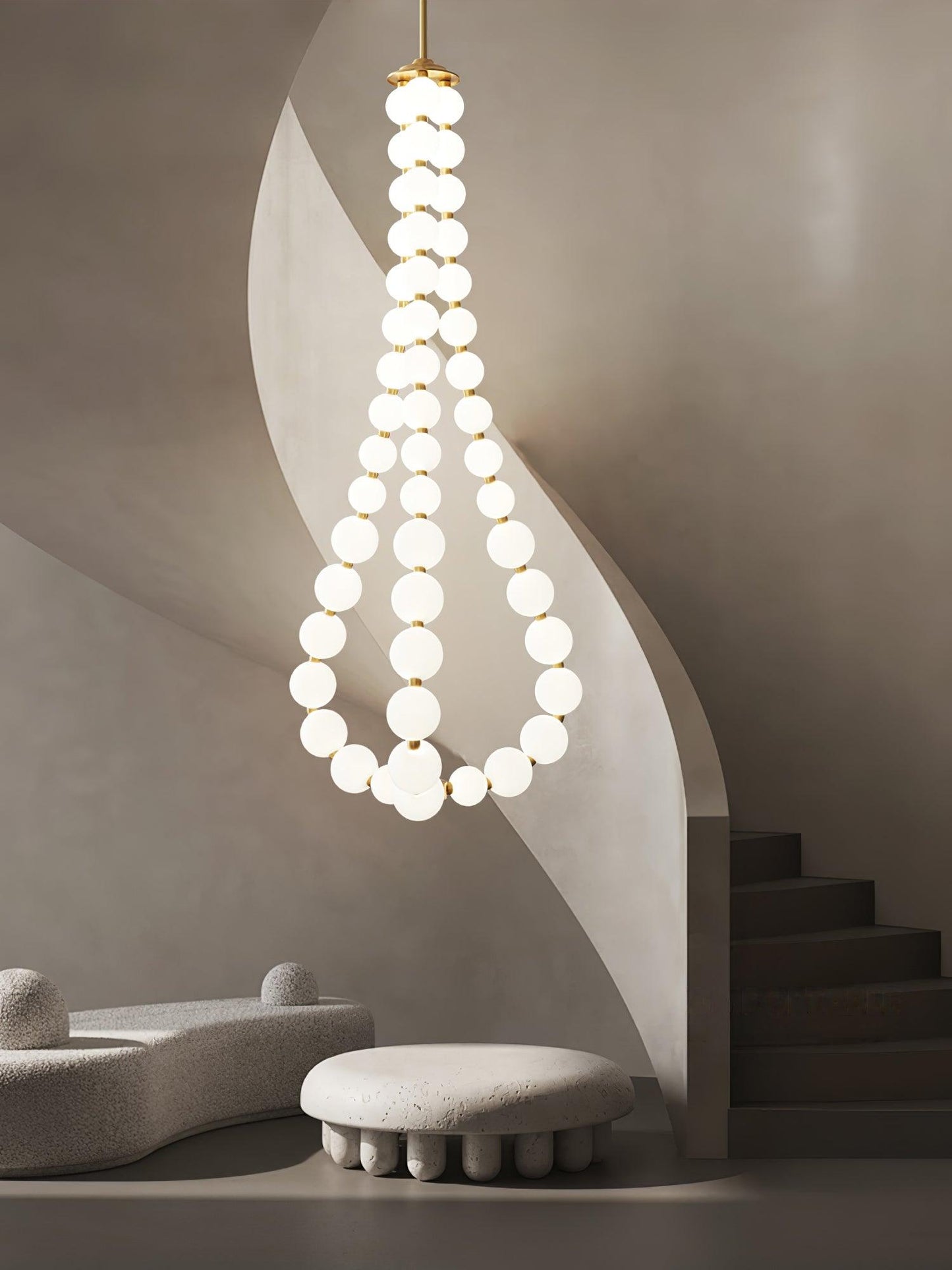 Pearl Necklace Chandelier | Brass & Acrylic | Adjustable Length