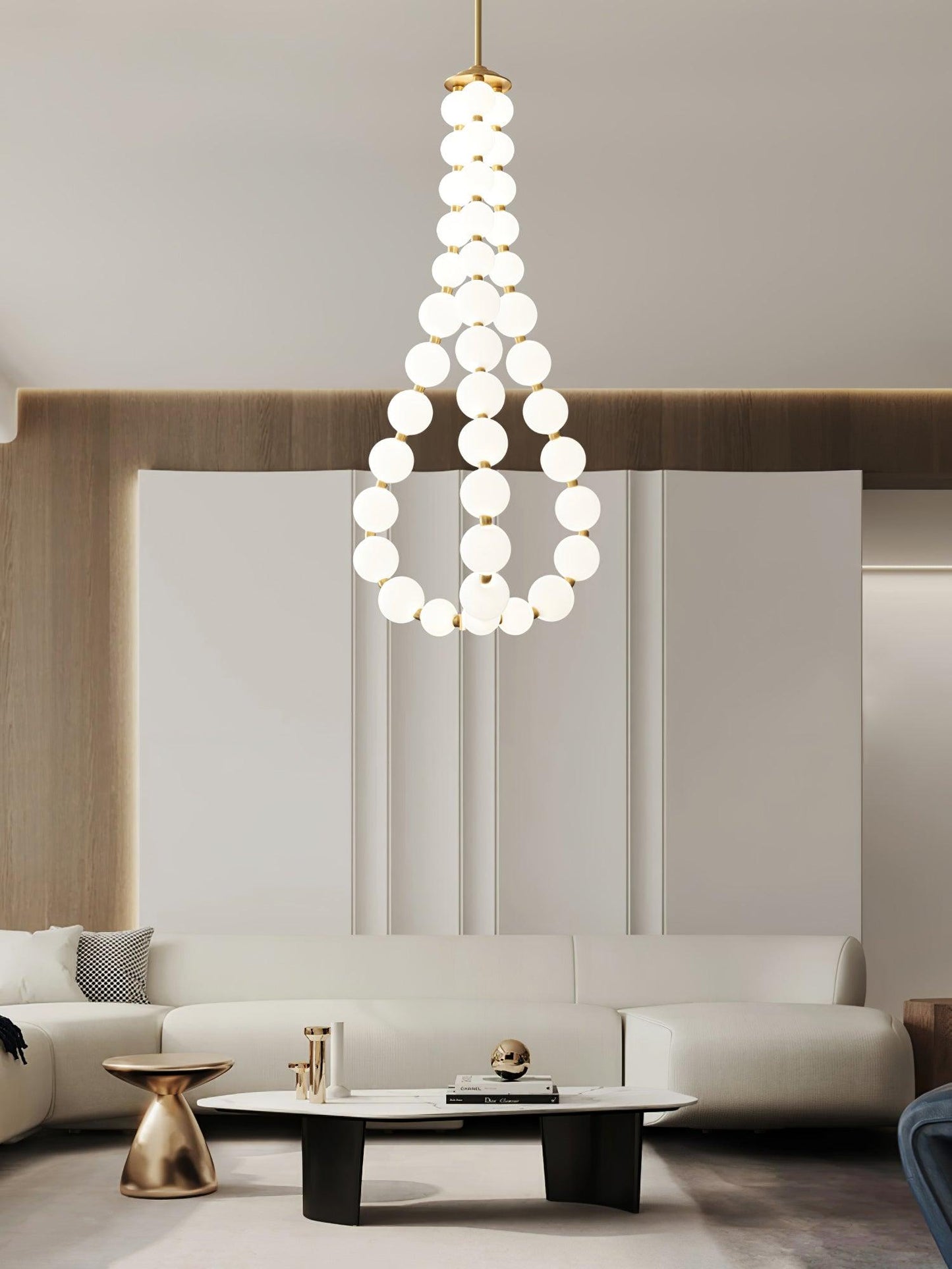 Pearl Necklace Chandelier | Brass & Acrylic | Adjustable Length