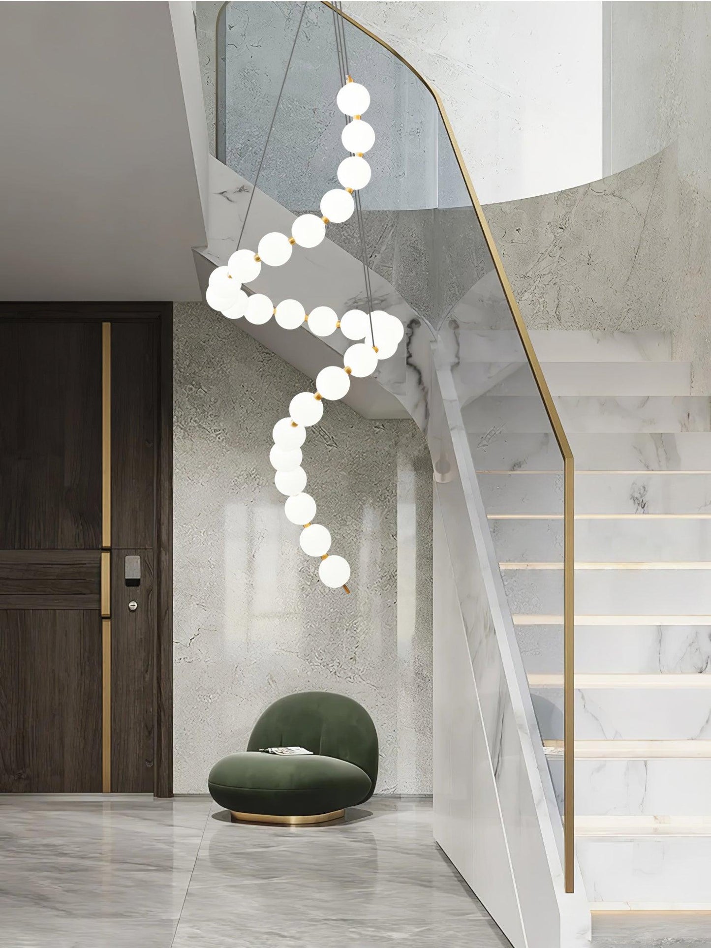 Pearl Necklace Chandelier | Brass & Acrylic | Adjustable Length