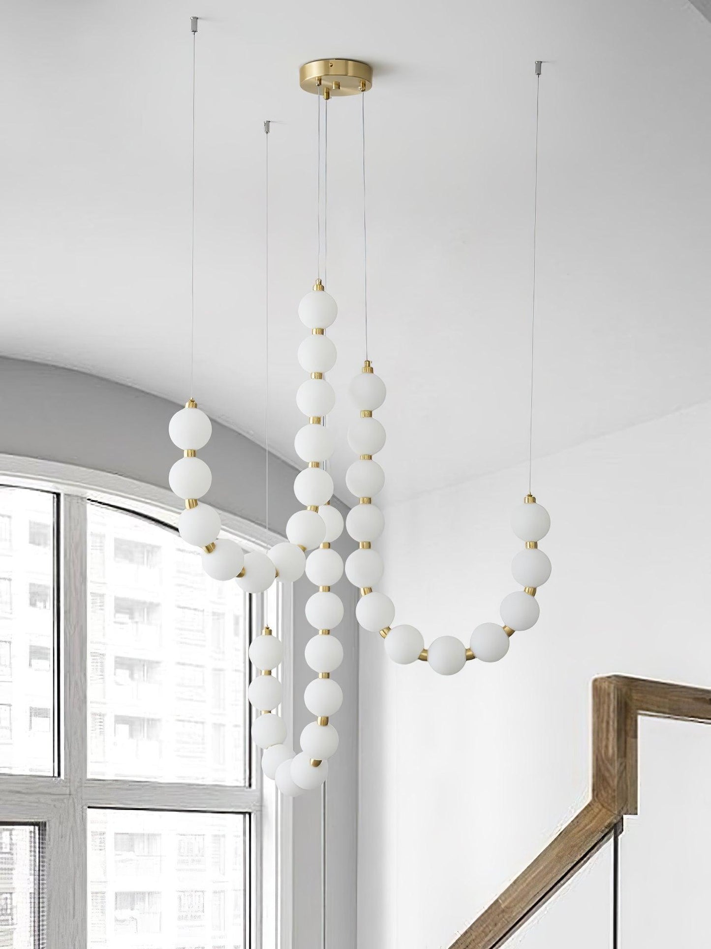 Pearl Necklace Chandelier | Brass & Acrylic | Adjustable Length