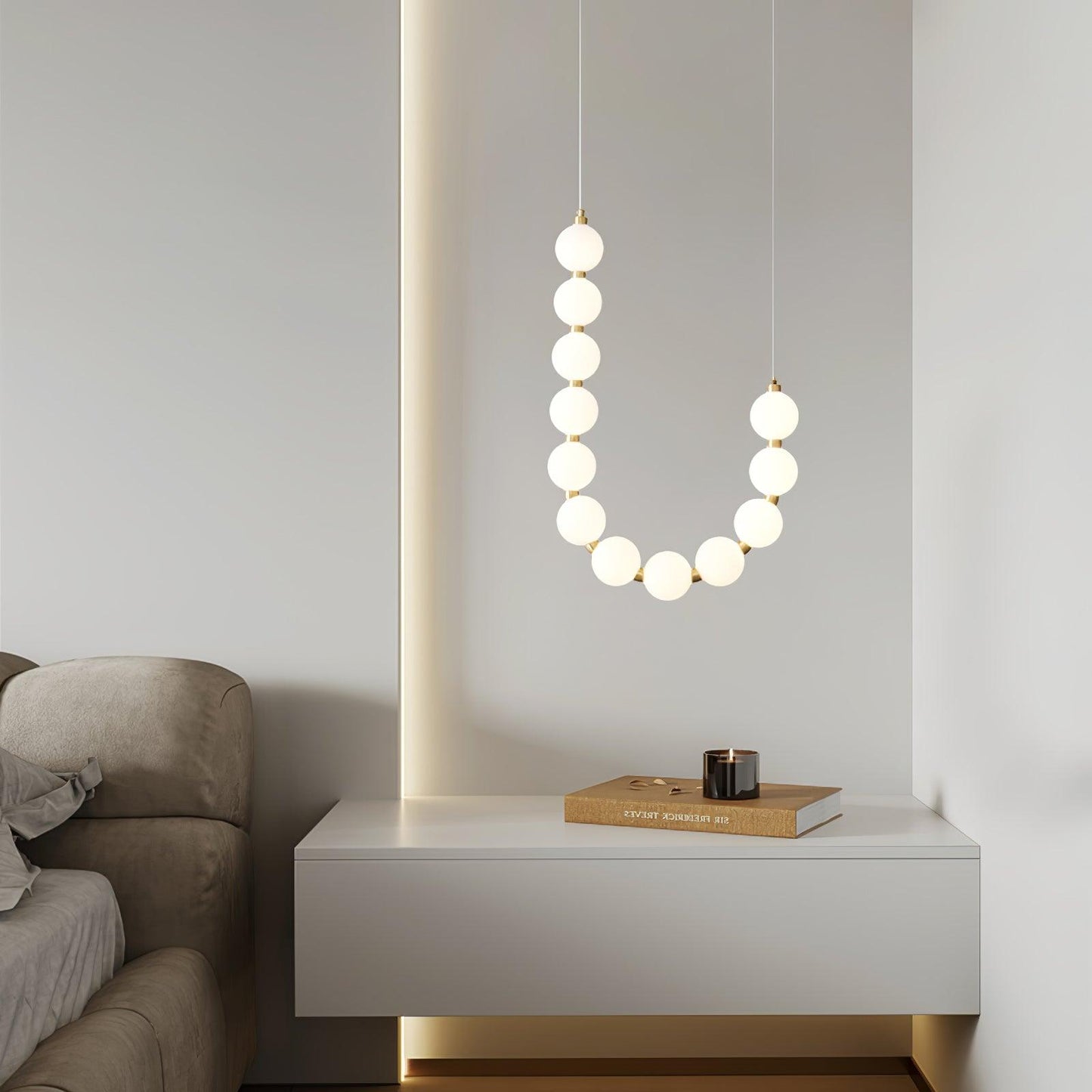 Pearl Necklace Chandelier | Brass & Acrylic | Adjustable Length