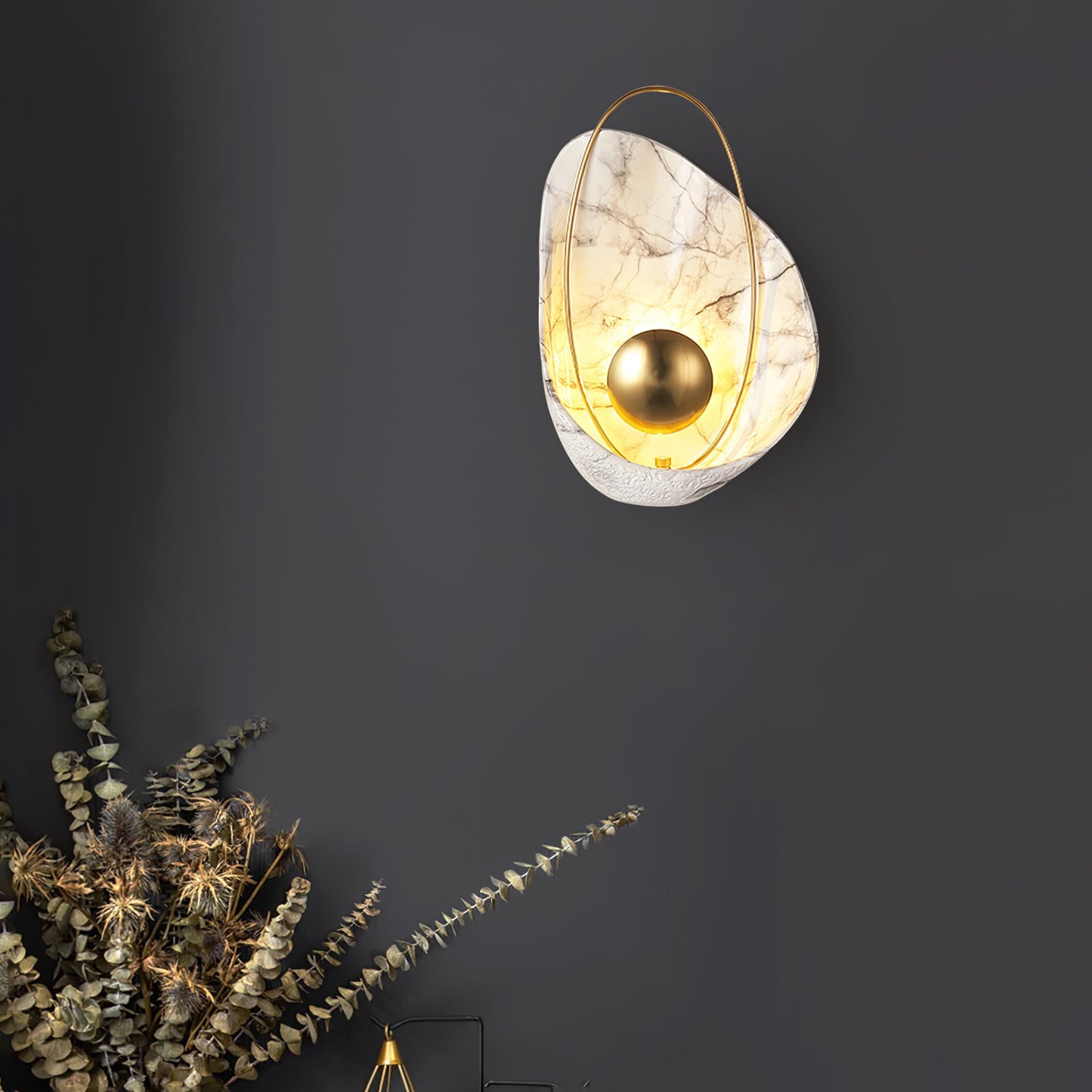 Pearl Wall Lamp | Hand-Made Resin & Copper | Set of 2