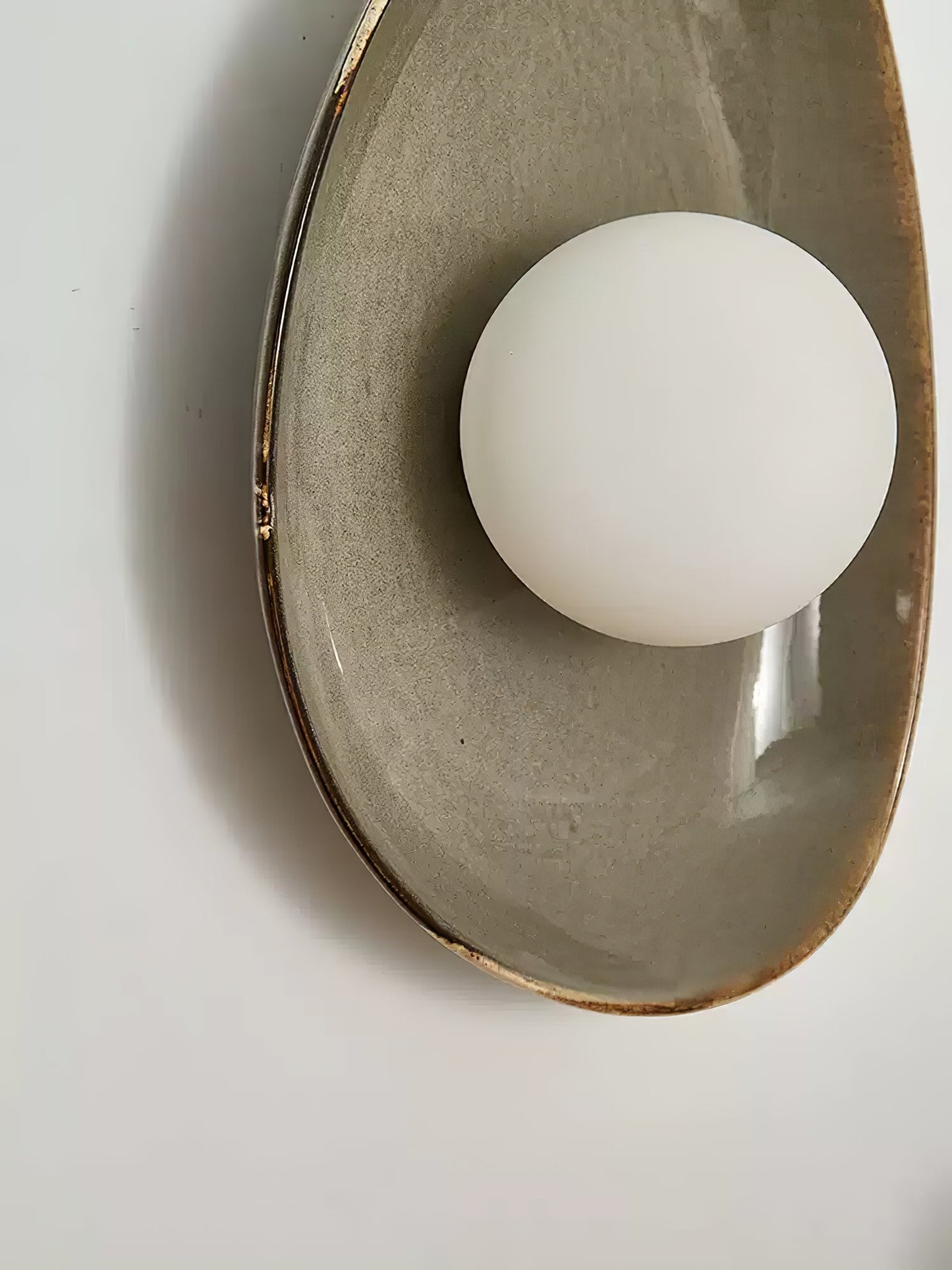 Pebble Tray Wall Lamp | Ceramic & Glass | Taupe & White