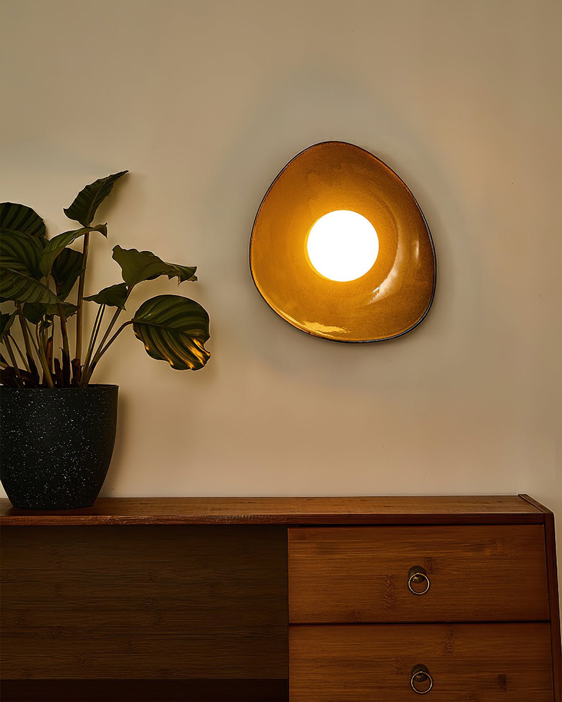 Pebble Tray Wall Lamp | Ceramic & Glass | Taupe & White