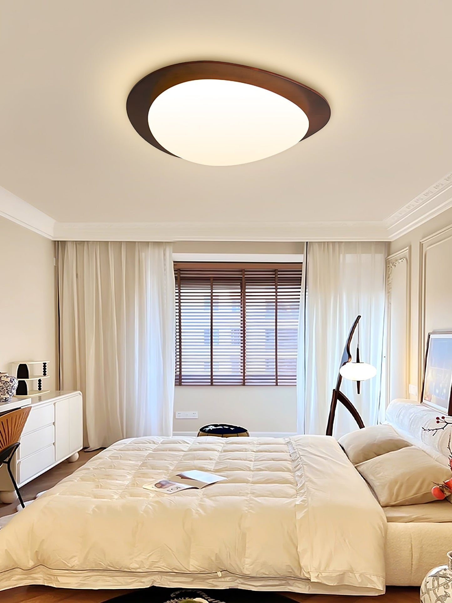 Pebble Ceiling Light | Walnut Wood & Acrylic | 38cm/58cm Diameter