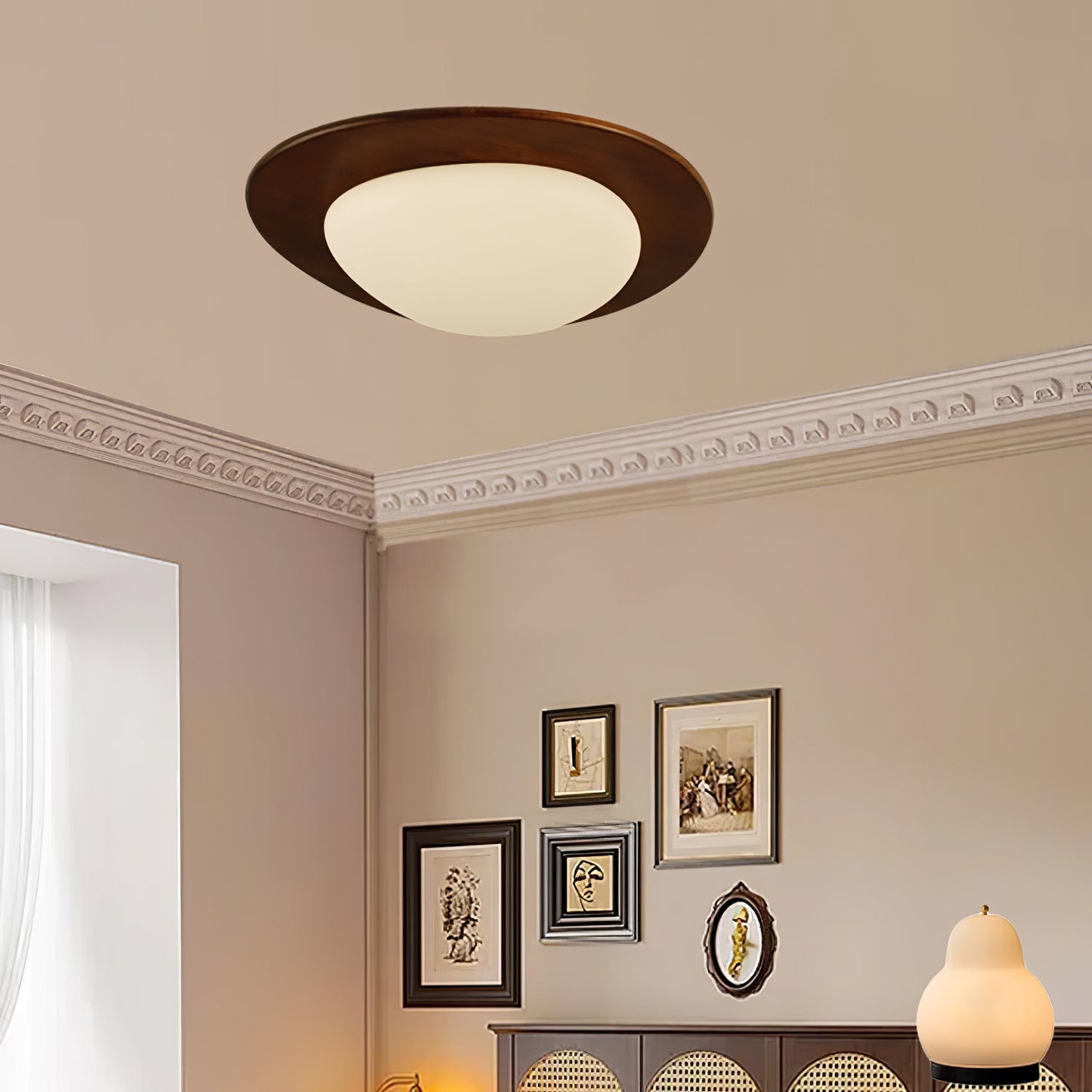 Pebble Ceiling Light | Walnut Wood & Acrylic | 38cm/58cm Diameter