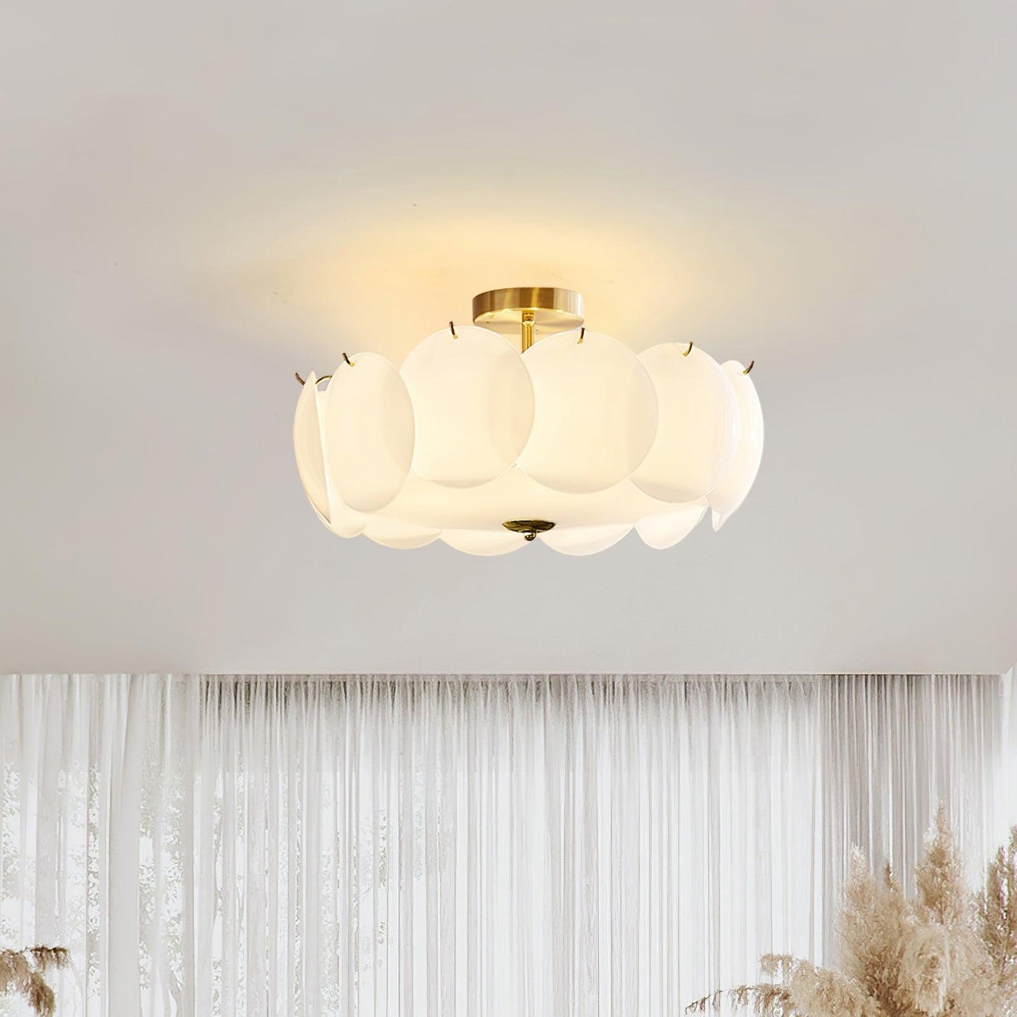 Pembridge Ceiling Light | Gold Metal & White Glass | Multiple Sizes