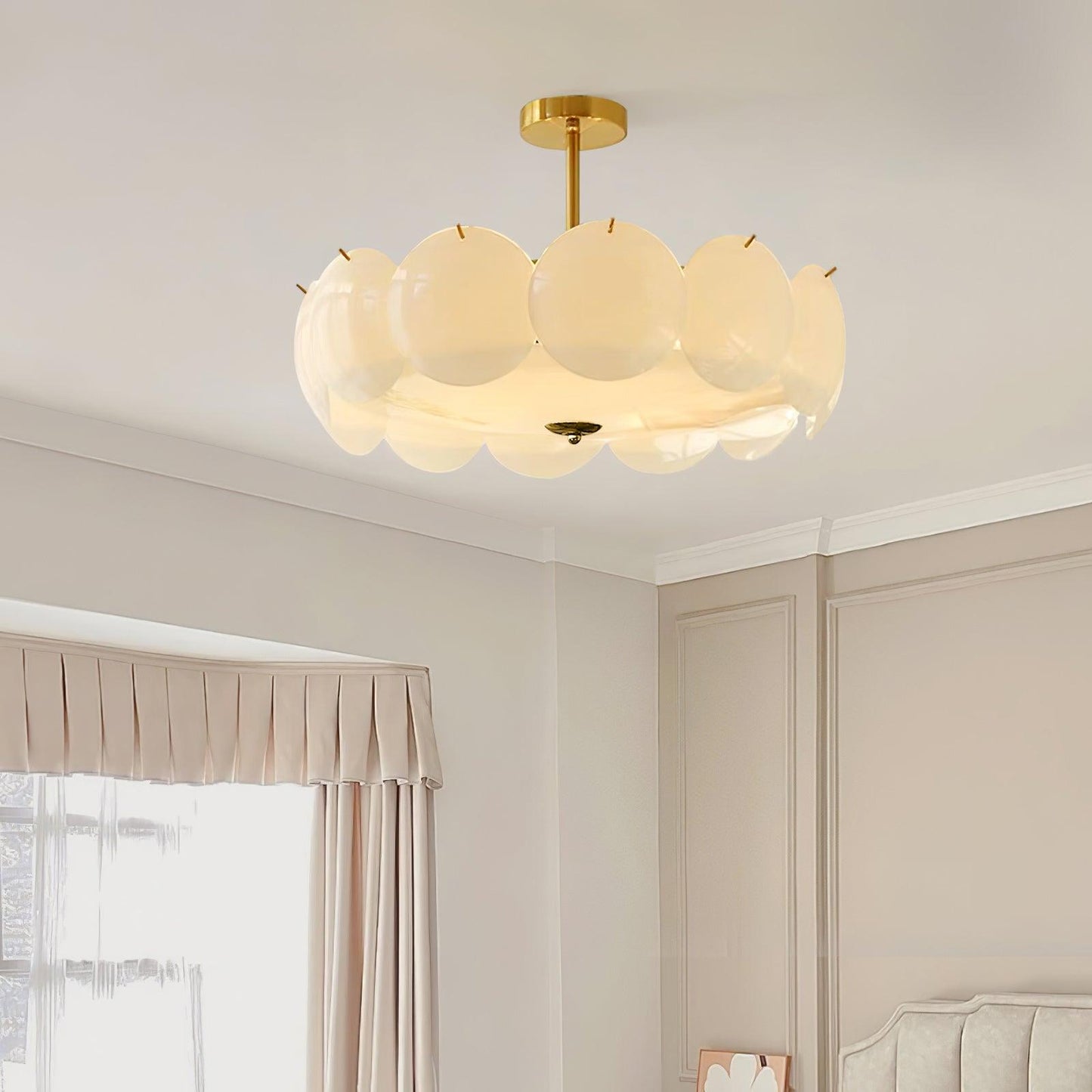 Pembridge Ceiling Light | Gold Metal & White Glass | Multiple Sizes
