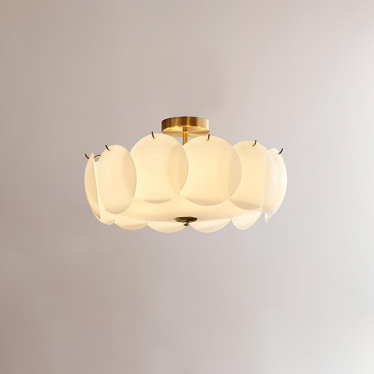 Pembridge Ceiling Light | Gold Metal & White Glass | Multiple Sizes