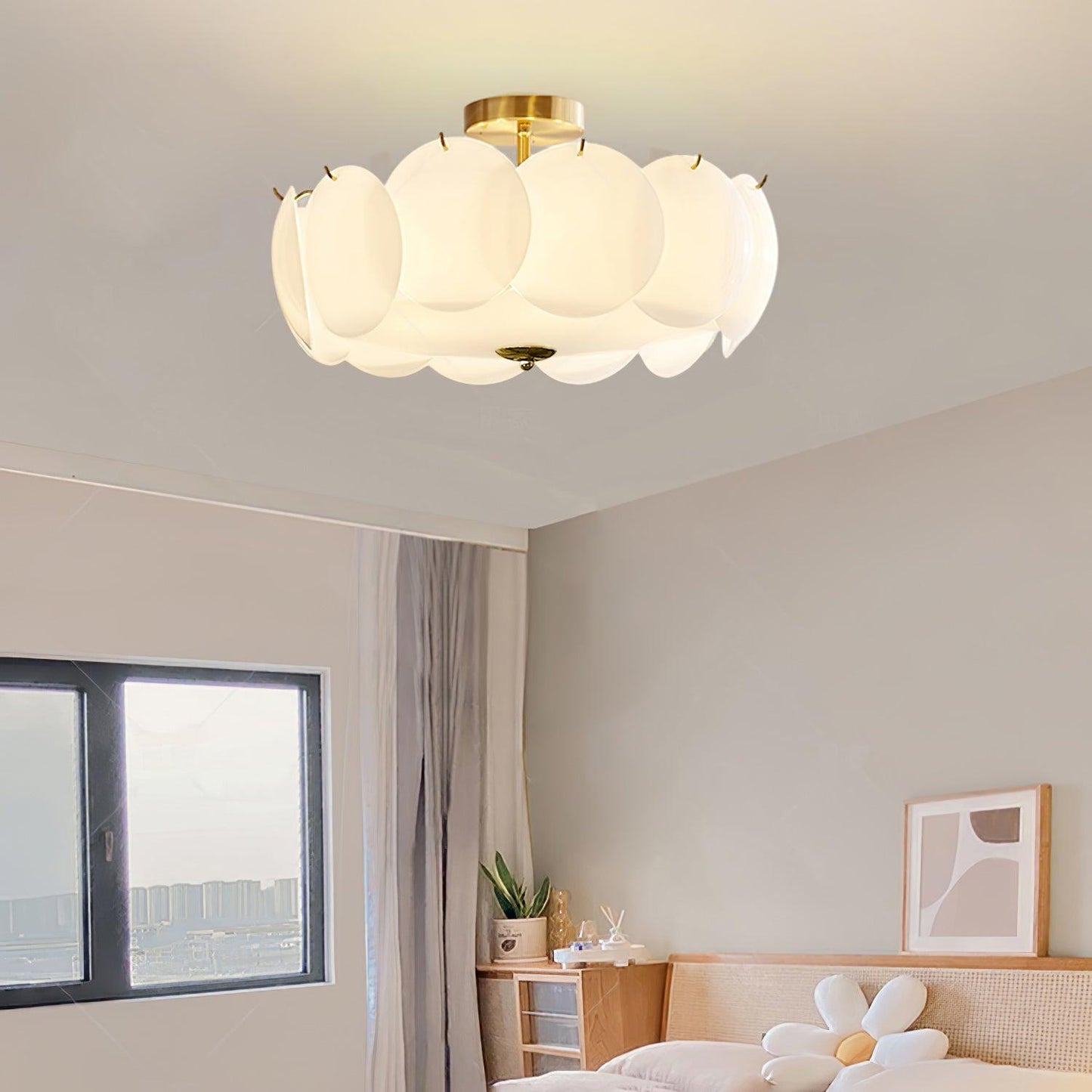 Pembridge Ceiling Light | Gold Metal & White Glass | Multiple Sizes