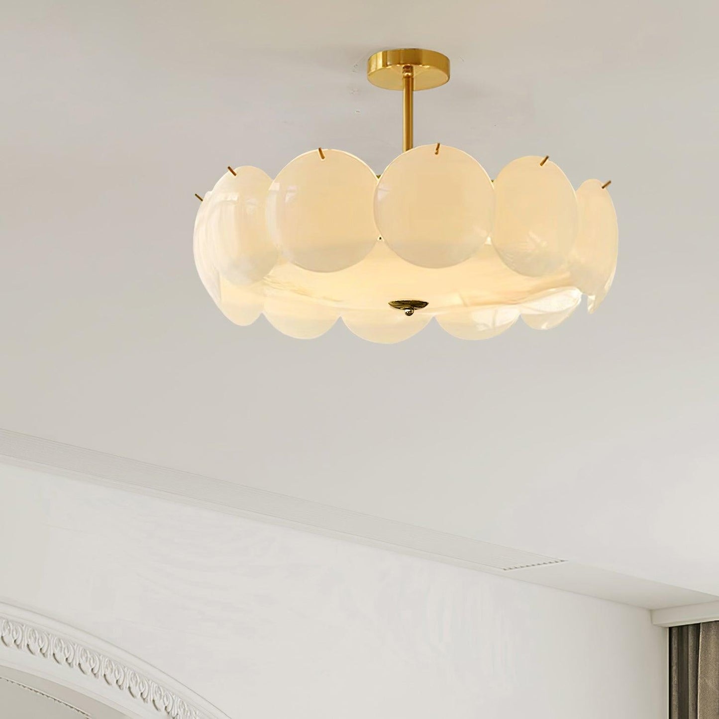 Pembridge Ceiling Light | Gold Metal & White Glass | Multiple Sizes