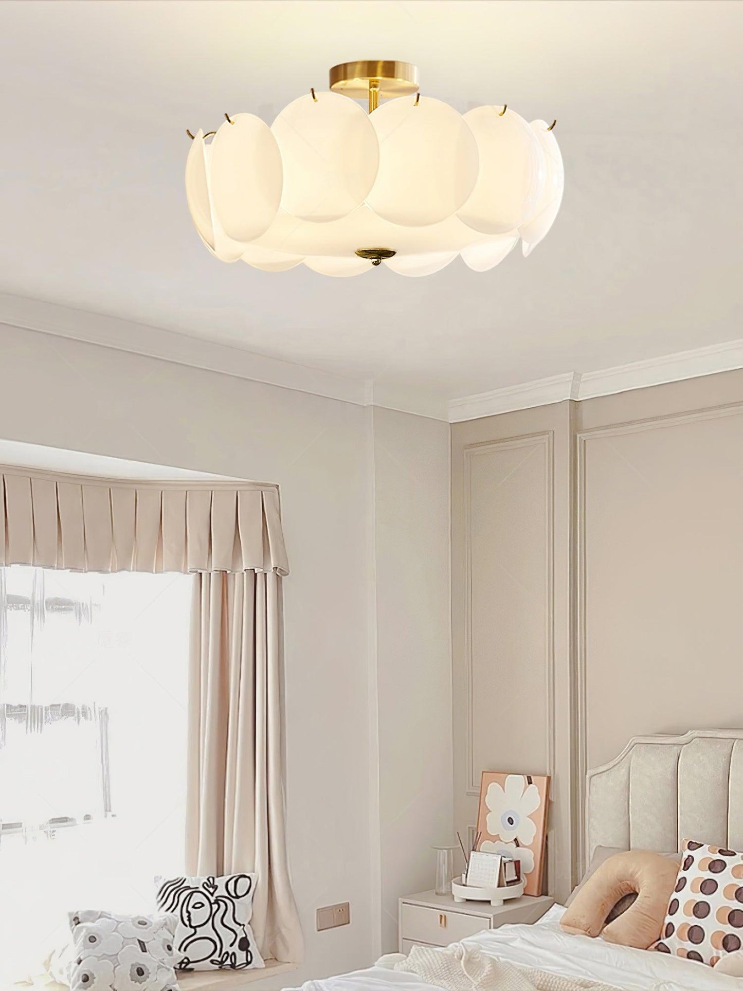 Pembridge Ceiling Light | Gold Metal & White Glass | Multiple Sizes